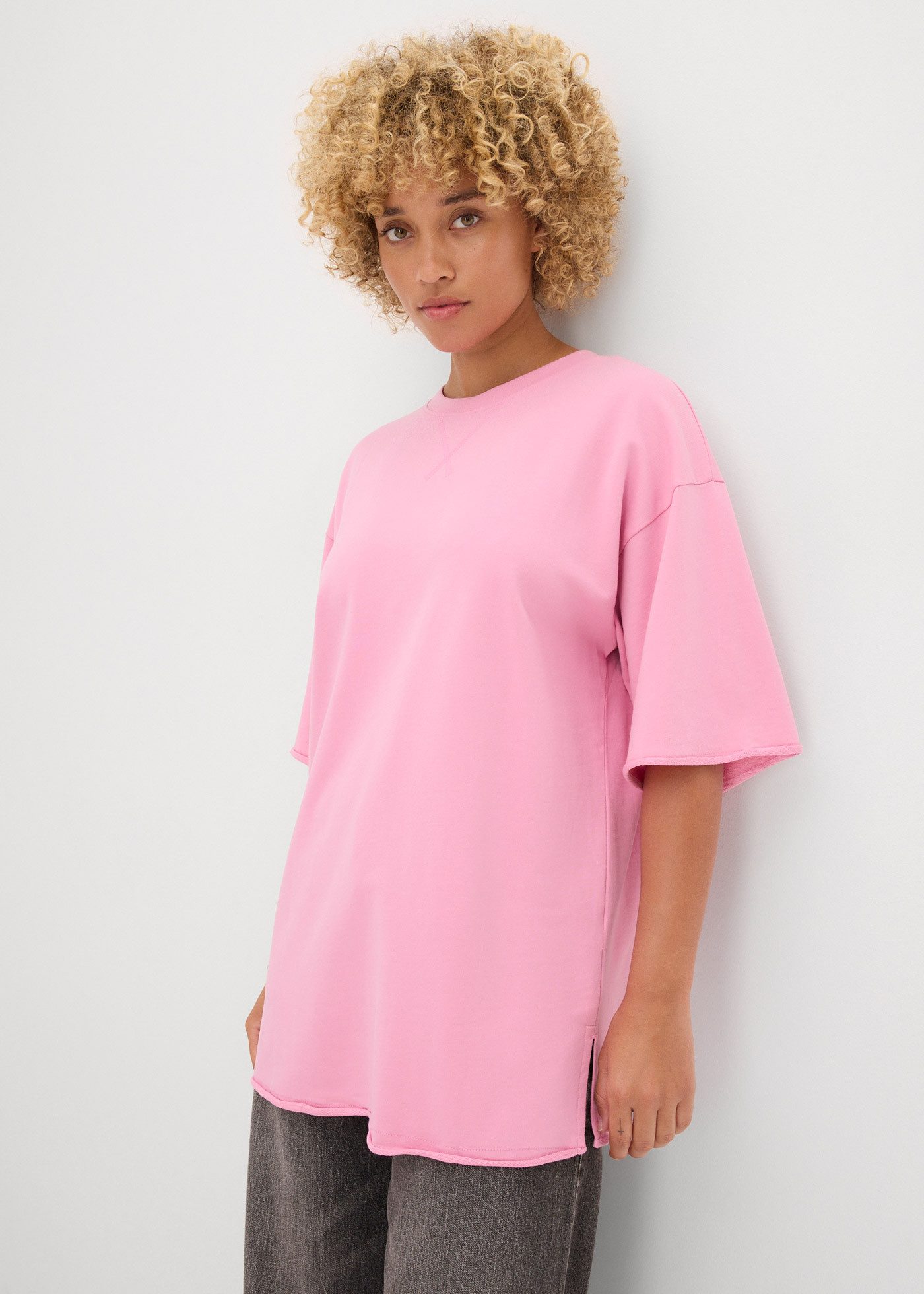 bonprix Longsweatshirt (1-tlg) lässige Passform, Halbarm-Design, aus reiner günstig online kaufen
