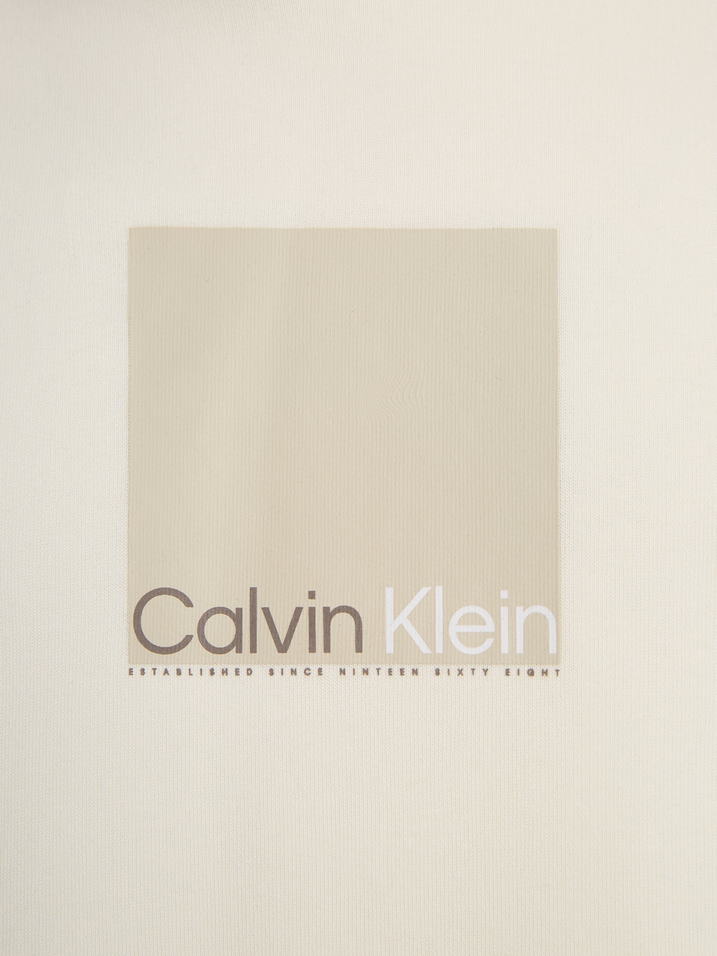 Calvin mit LOGO HOODIE Kapuzensweatshirt Markenlabel Egret SQUARE Klein