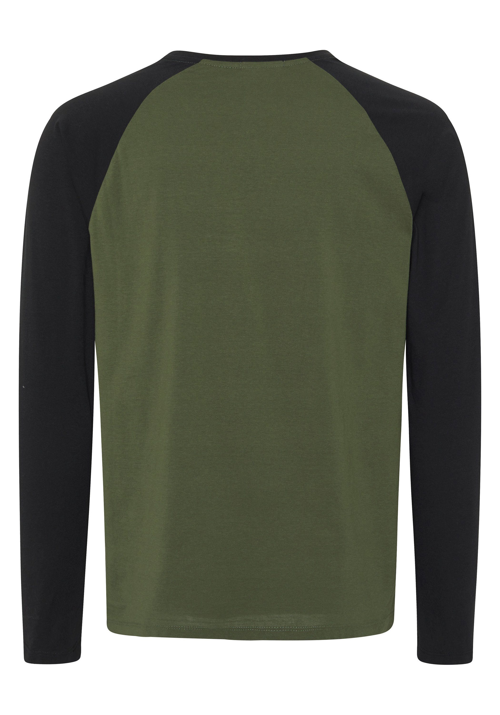 Chiemsee Longsleeve Longsleeve in Two-Tone-Optik Kombu Green 19-0417 Struktur-Logo mit 1