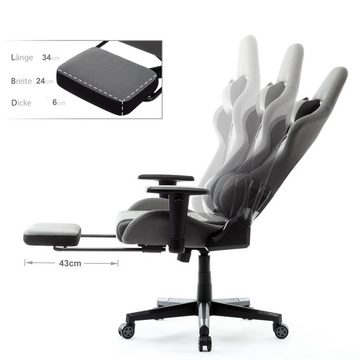 Intimate WM Heart Gaming-Stuhl Computerstuhl, Ergonomischer Bürostuhl, mit Einziehbarer Fußstütze und Hoher Rückenlehne