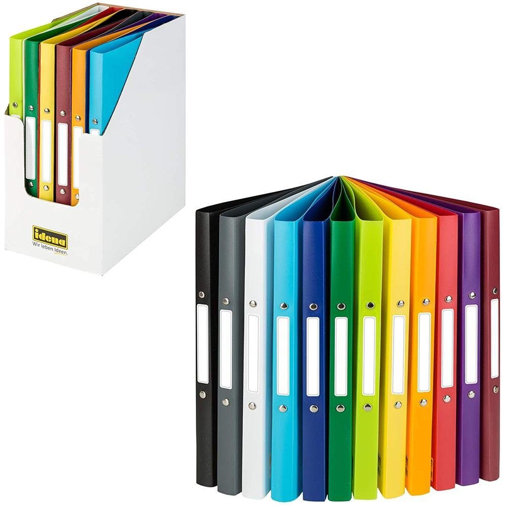 Idena Ringbuchmappe 10426 Ringbuch DIN A4, 12er Set, 2-Ring-Mechanik, 20 mm breit, in 12 unterschiedlichen Farben