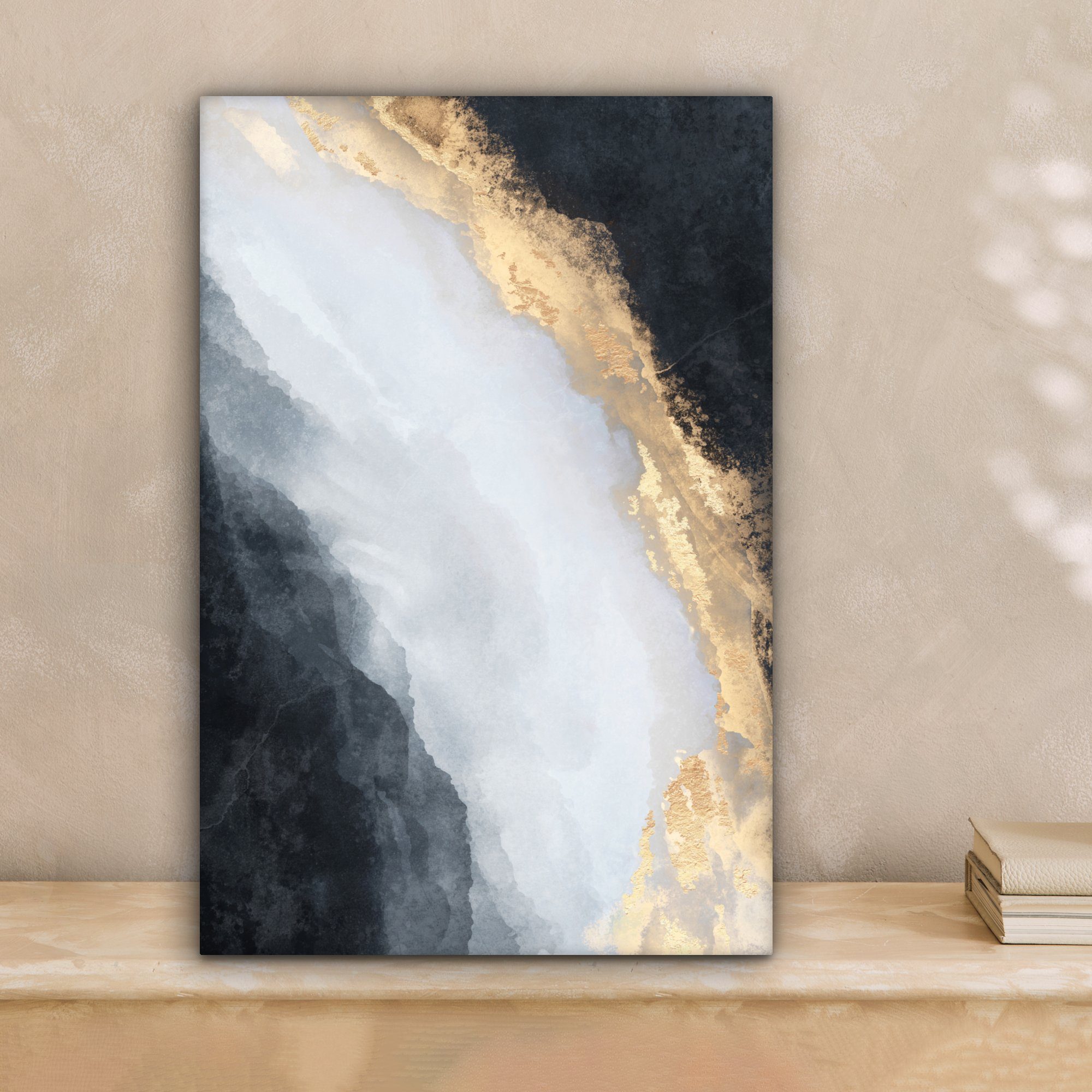 OneMillionCanvasses® Leinwandbild Abstrakt - Farbe - Gold - Schwarz - Marmo günstig online kaufen
