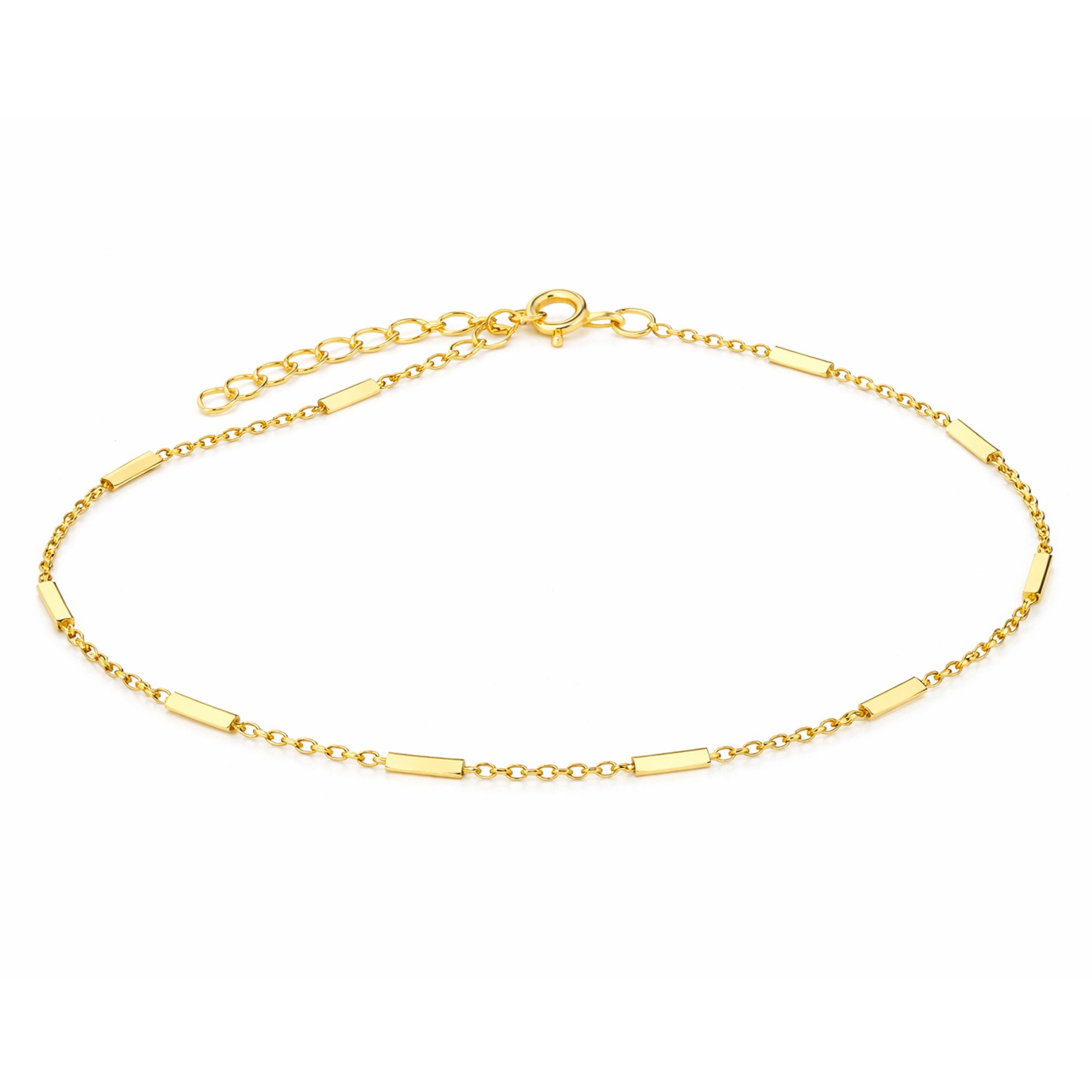 LÖB Fußkette 925 Silber 585 Gold vergoldet Fußkette Fußkettchen Stäbe Ankerkette (Geschenke für Frauen Damen Beste Freundin Mutter Mama Ehefrau Oma sie zum Geburtstag Schmuck Sommer), Modern Minimalistisch Geometrisch Verstellbar Fußschmuck Anker