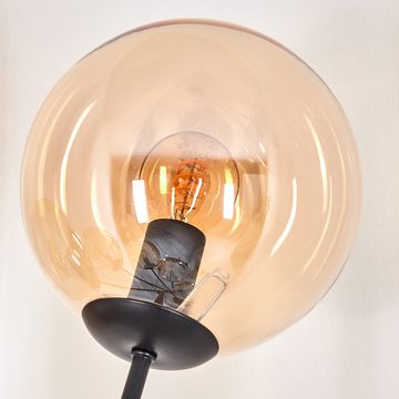 hofstein Stehlampe Stehlampe aus Metall/Glas in Schwarz/Bernstein, ohne Leuchtmittel, Leuchte mit Glasschirmen(15cm), 168cm, 6 x E14, ohne Leuchtmittel