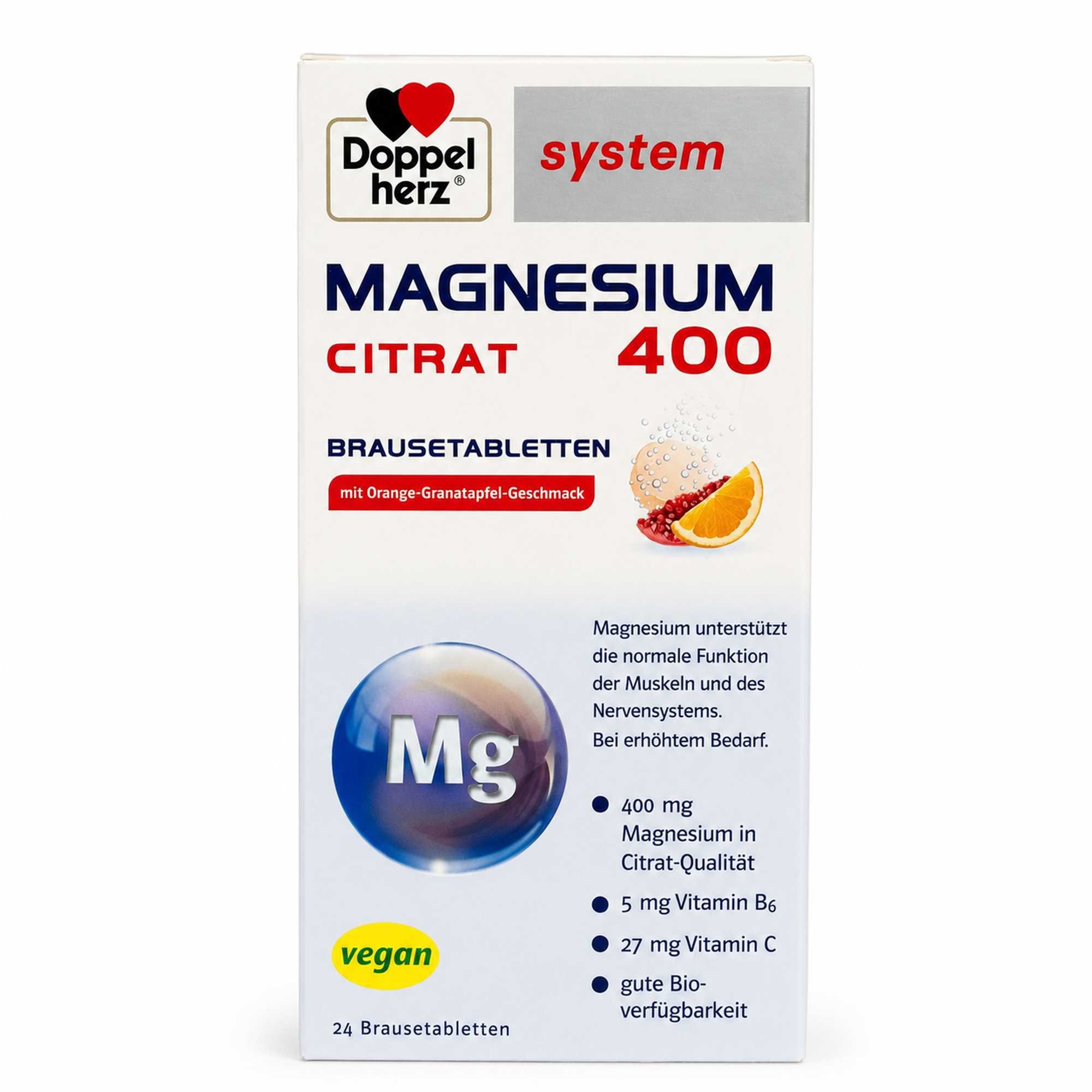 Doppelherz DOPPELHERZ system Magnesium 400 Citrat Brausetabletten 24 Stück Brausetablette
