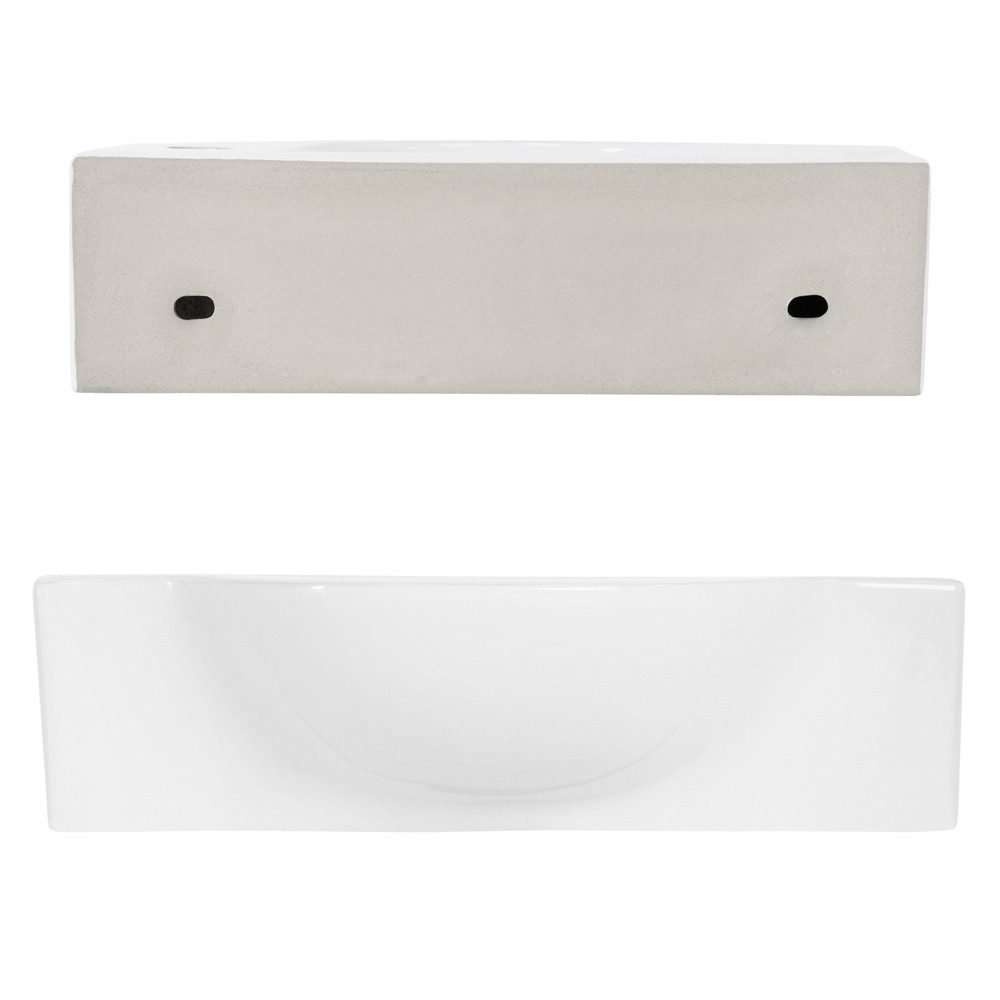 LuxeBath Waschbecken Waschtisch Aufsatzwaschbecken aus Keramik für Badezimmer / Gäste-WC, Handwaschbecken Oval 44,5x25,5x12cm Weiß rechts Hahnloch