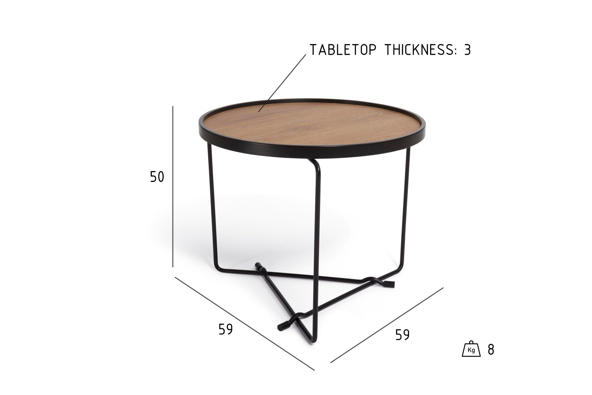 MAKI Couchtisch braun von EBUY24 - Maße