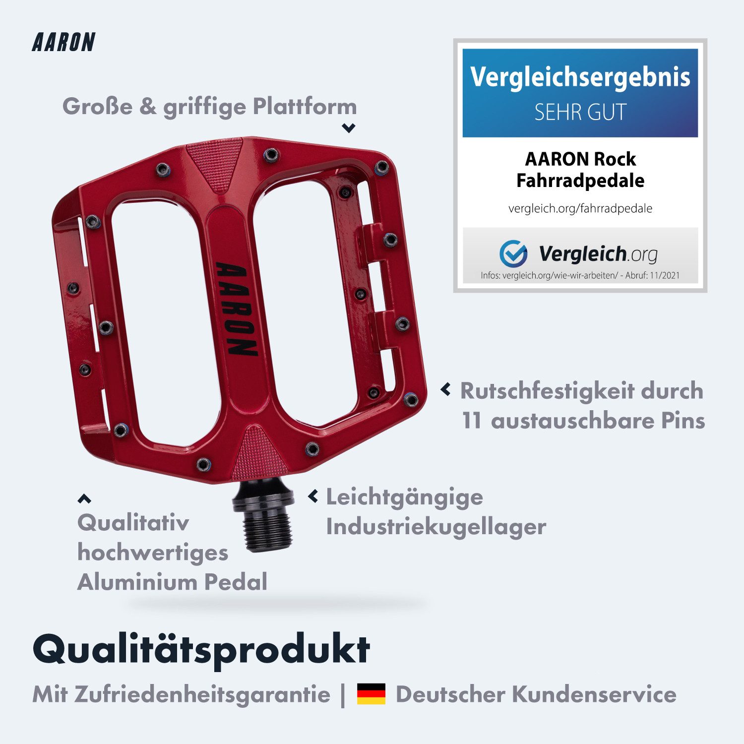 AARON Fahrradpedale Rock MTB Pedale Aluminium - Industriekugellager & austauschbare Pins