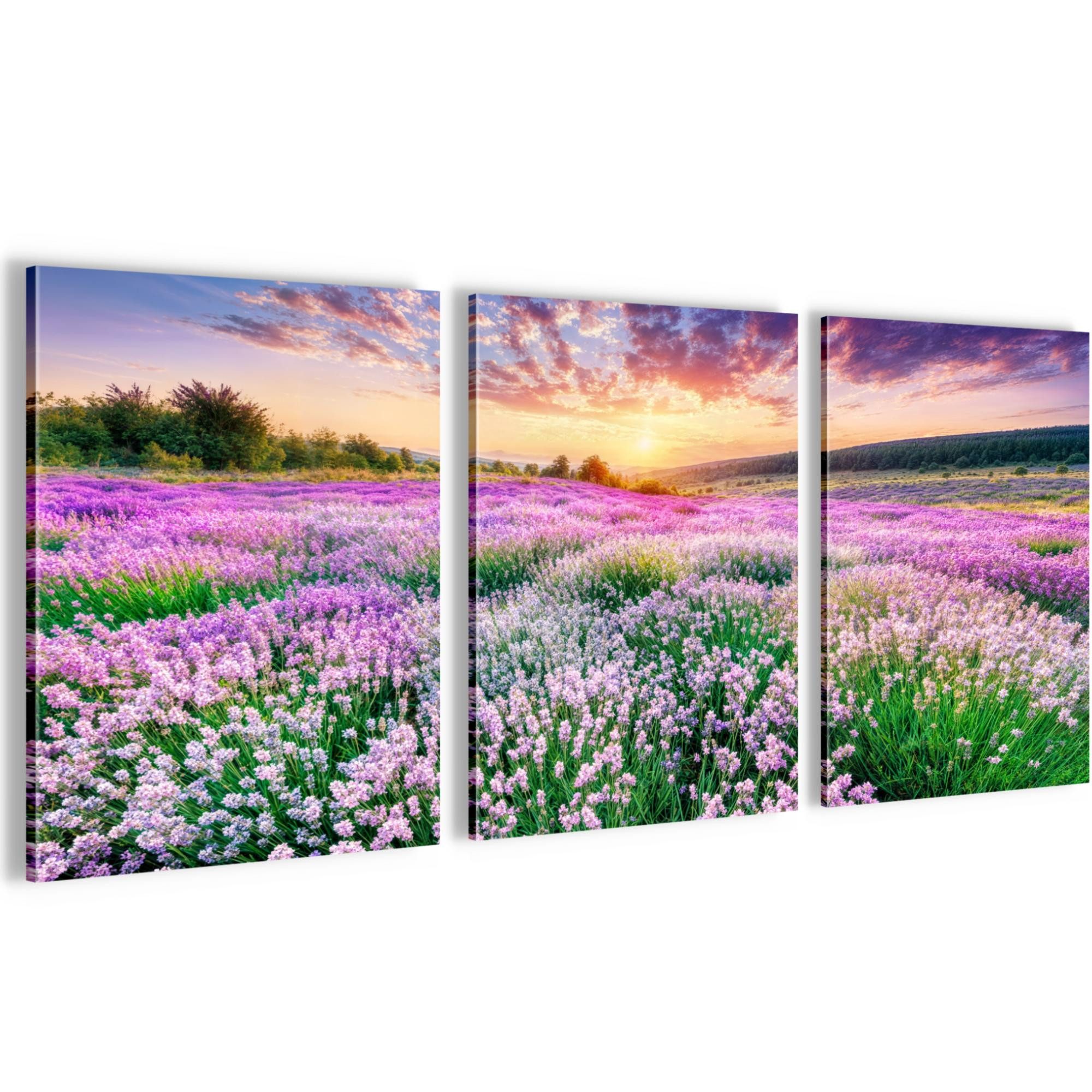 Novart Wandbild Baum des Lebens Abstrakt Modern Wandbilder Set Wohnzimmer, Lavendel