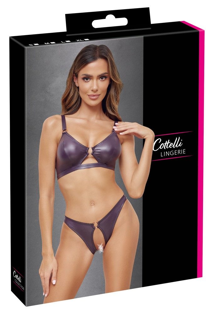 Cottelli LINGERIE Set: Ouvert-BH Cotelli Collection BH und Slip lila M (Softer BH und Slip ouvert im Set)