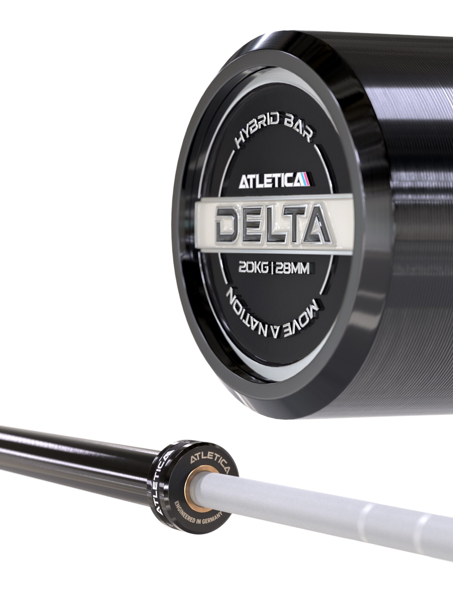 ATLETICA Langhantelstange Langhantel, Delta, White, 20 kg, IPF- & IWF-Markierungen