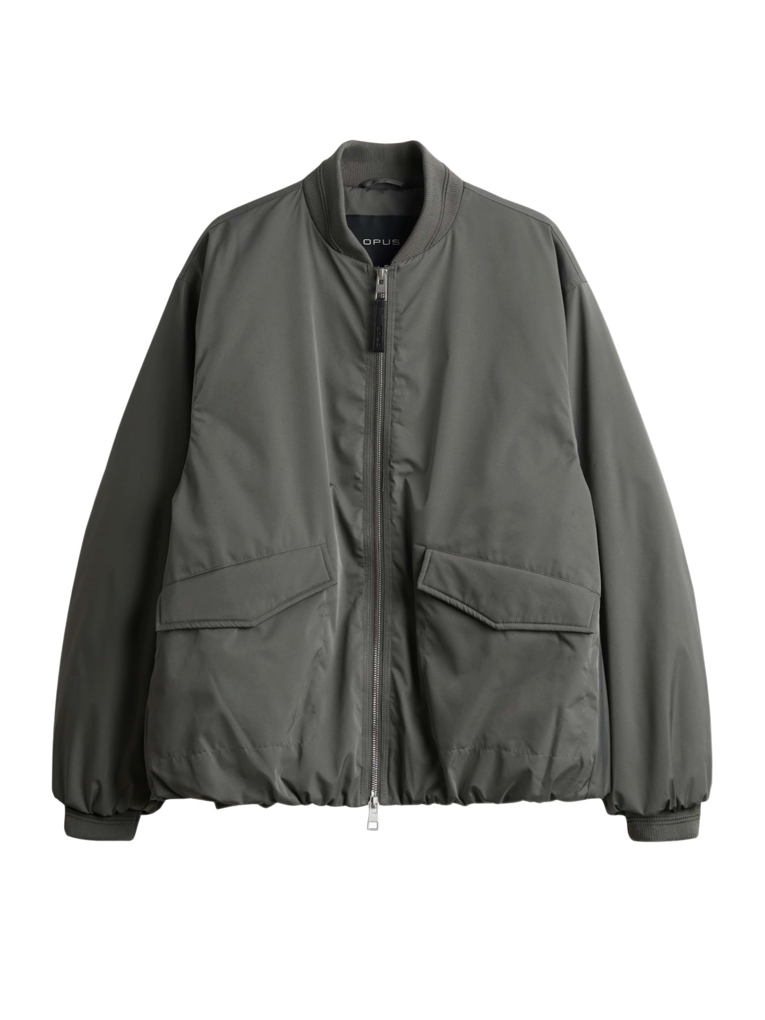 OPUS Kurzjacke grau,Outdoor,Polyester,Unifarben,Collegekragen,Langarm,Oversized