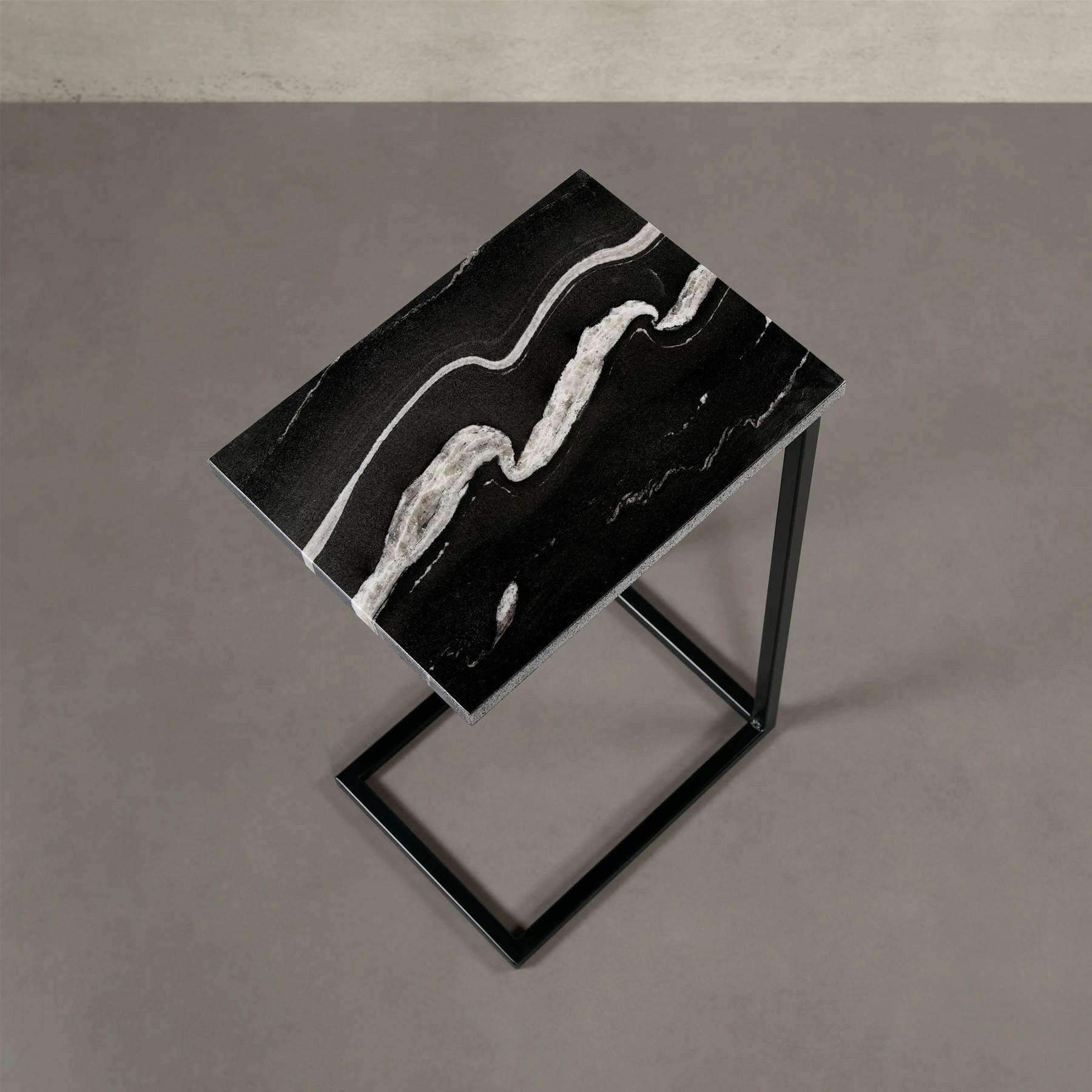eckig, Tisch schwarz Couchtisch 40x30x68cm Atelier mit MAGNA Laptoptisch, Wohnzimmer Metallgestell, STOCKHOLM ECHTEM MARMOR, Copacabana