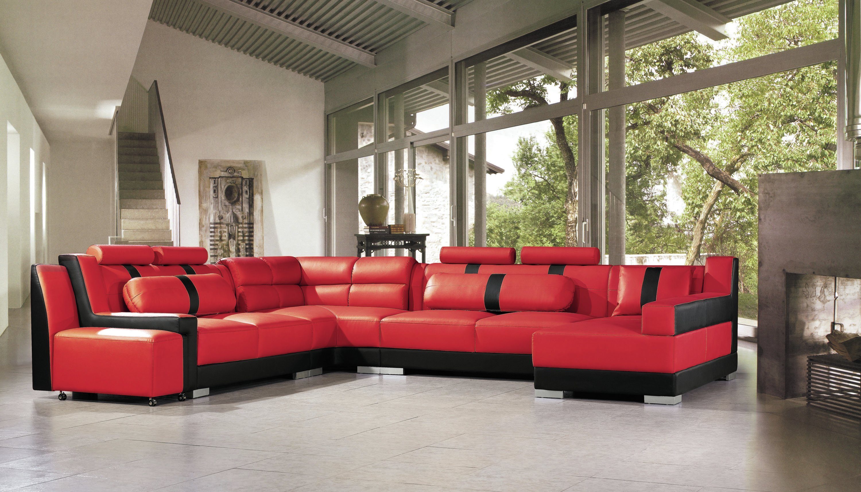 Couchen Ecksofa, Leder Wohnlandschaft JVmoebel Couch Eck U Sofa Polster Eck Sofas Form