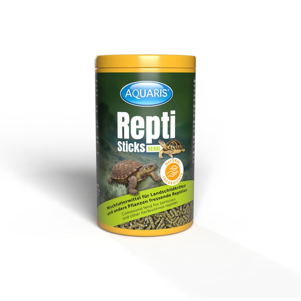 Aquaris Schildkrötenfutter Repti Sticks Herbi für Landschildkröten 135g/250ml, Hauptfutter für: Reptilien, 100 % pflanzlich, rohfaserreich, mit Kräutern, getreidefrei