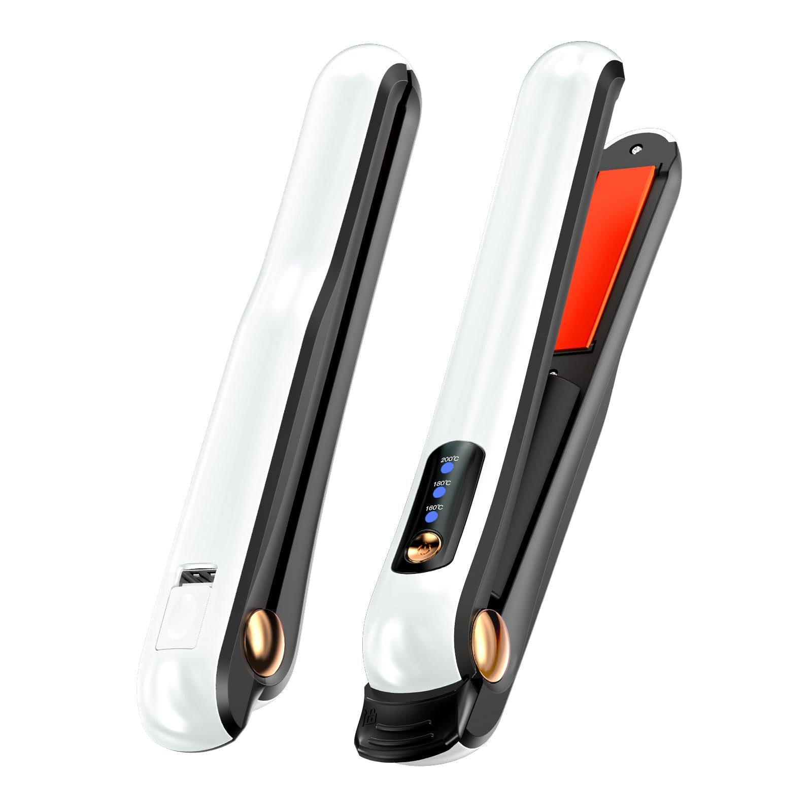 ZEUOPQ Glätteisen Haarglätter 2 in 1, Schnurloser Haarglätter und Lockenstab Keramikbeschichtungsplatte, Multifunktions-USB-Zwischenablage, Unschädlicher Kabellose Lockenstab, 3 Temperaturstufen 160-200℃, 4000mAh Akku mit Großer Kapazität