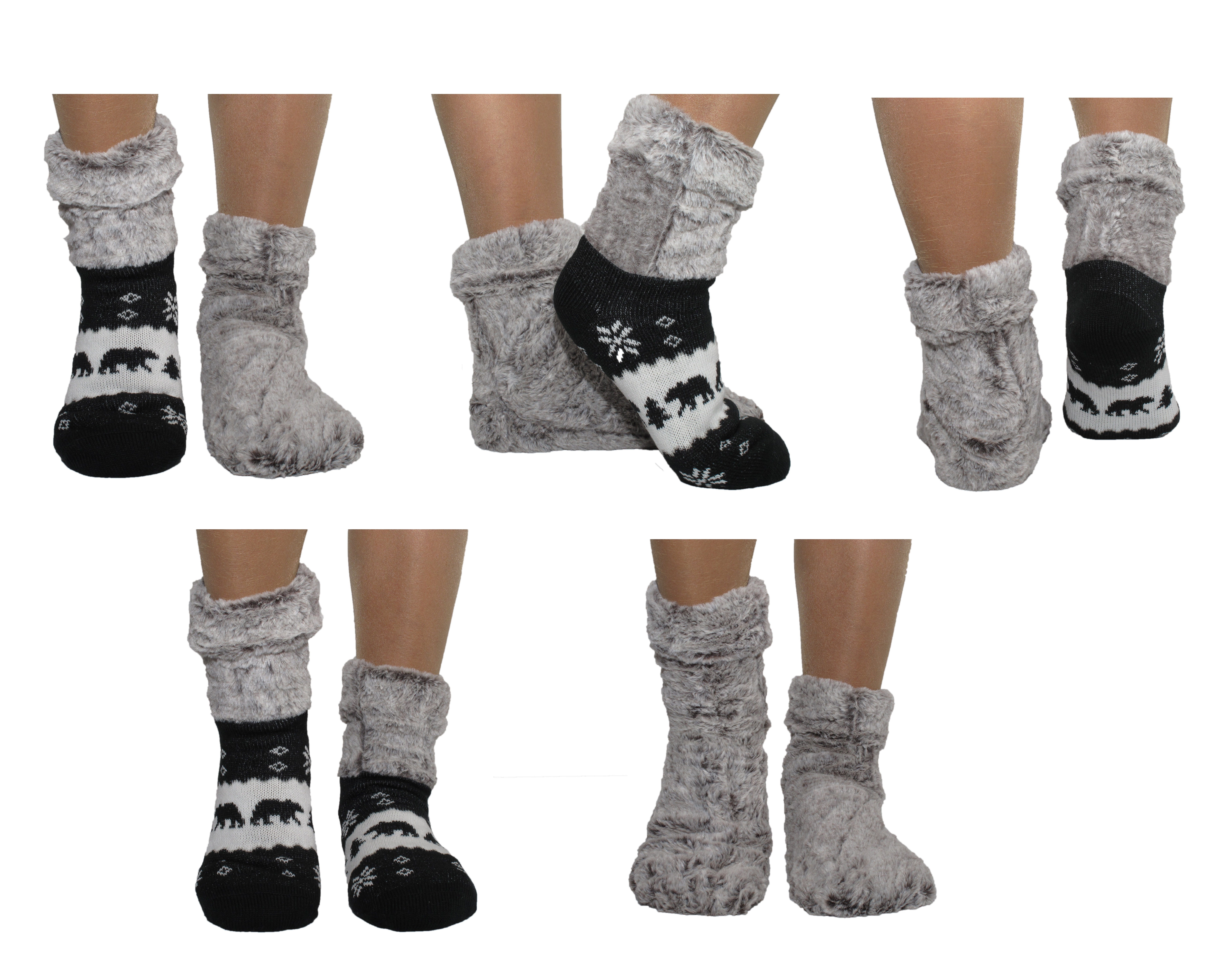 Antonio Haussocken Hüttensocken Haussocken Hüttenschuhe Wendbar 2 in 1 Eisbär Größe: