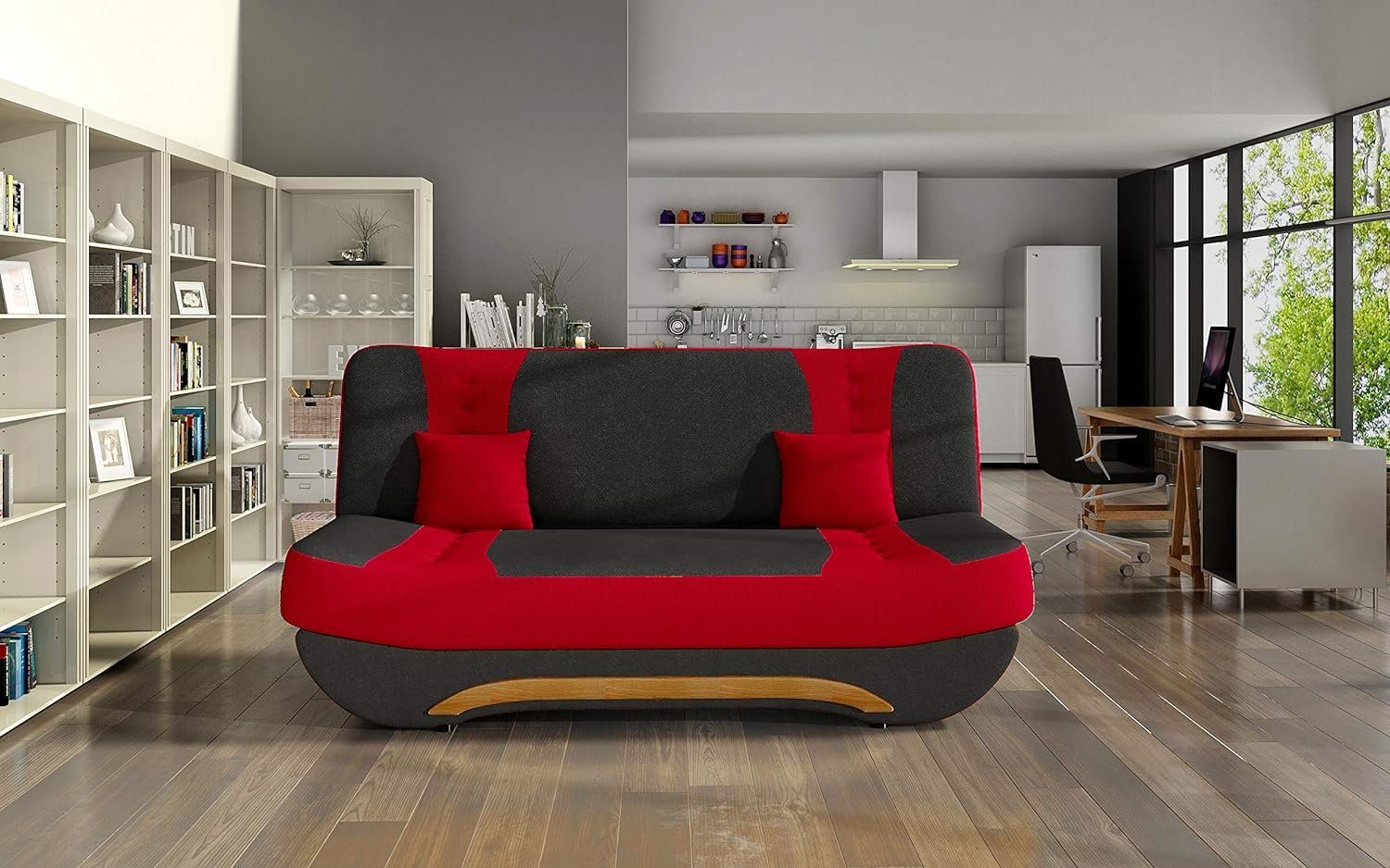MOEBLO Schlafsofa Feba, Couch für Wohnzimmer Sofagarnitur Polstersofa Kippsofa Klappsofa Click-Clack, mit Schlaffunktion und Bettkasten