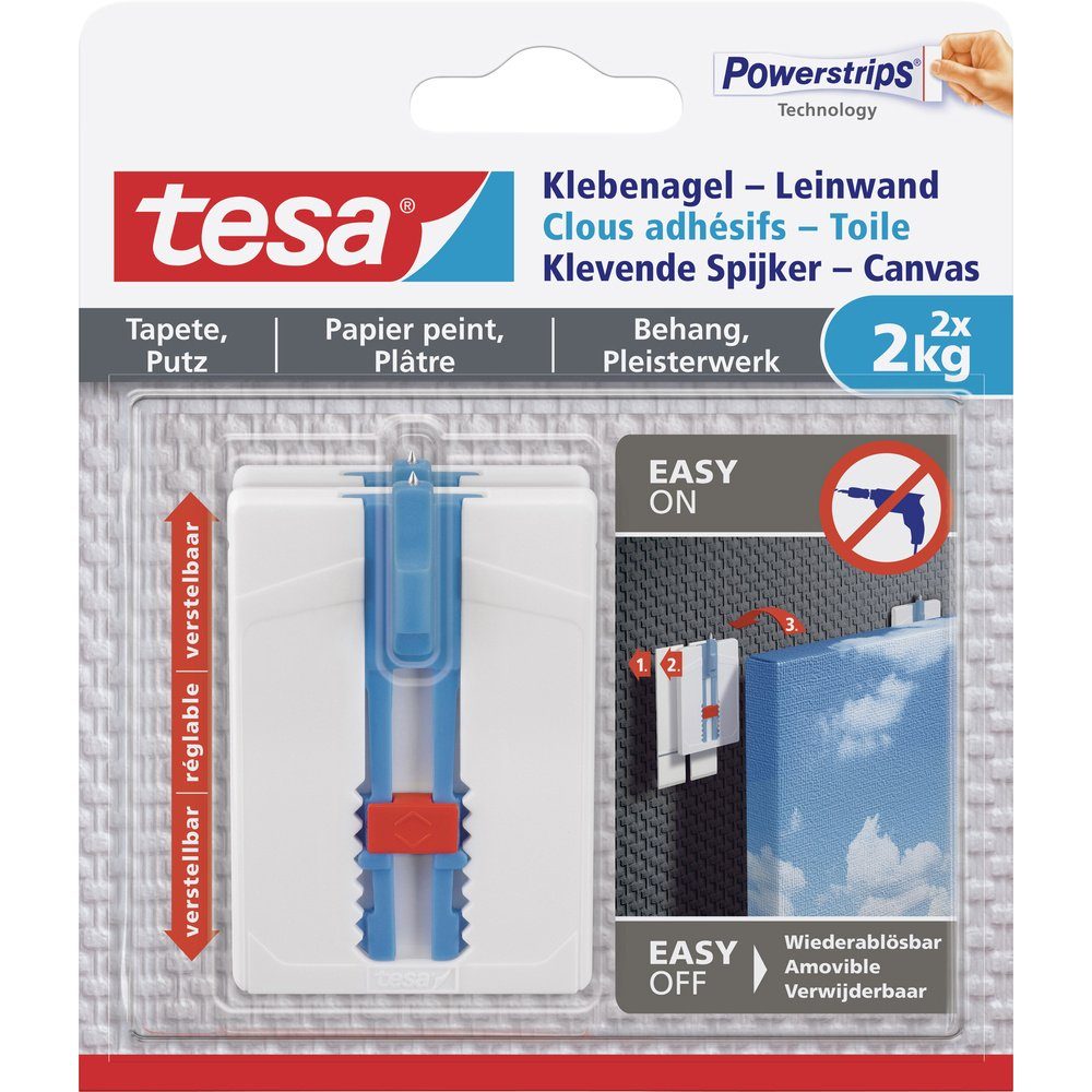 tesa Klebehaken tesa 77779 Klebenagel-Leinwand Weiß Inhalt: 2 St., (77779)