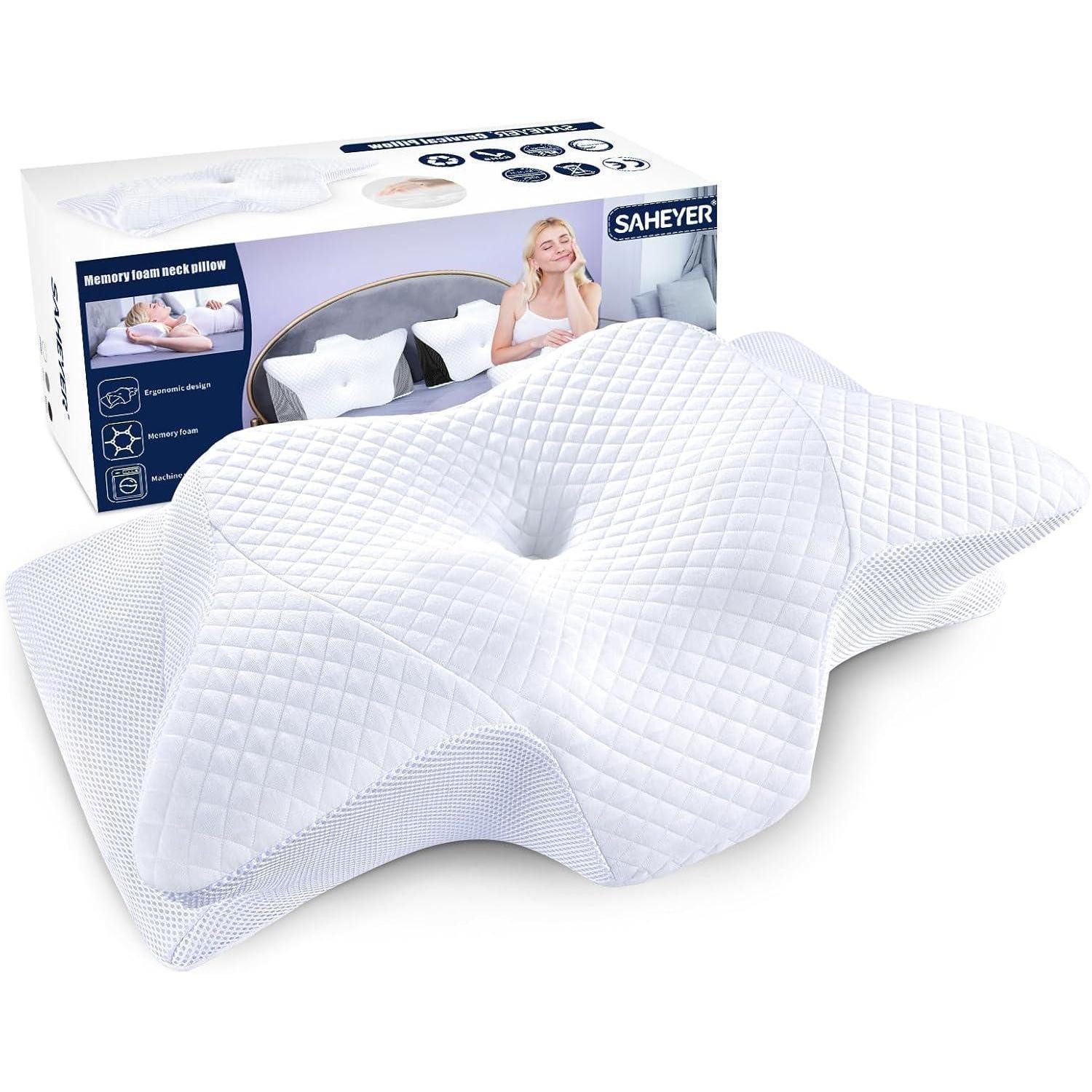 Nackenkissen Nackenkissen Memory Foam Nackenstützkissen Weiß 60 x 35,5 x 10 13CM