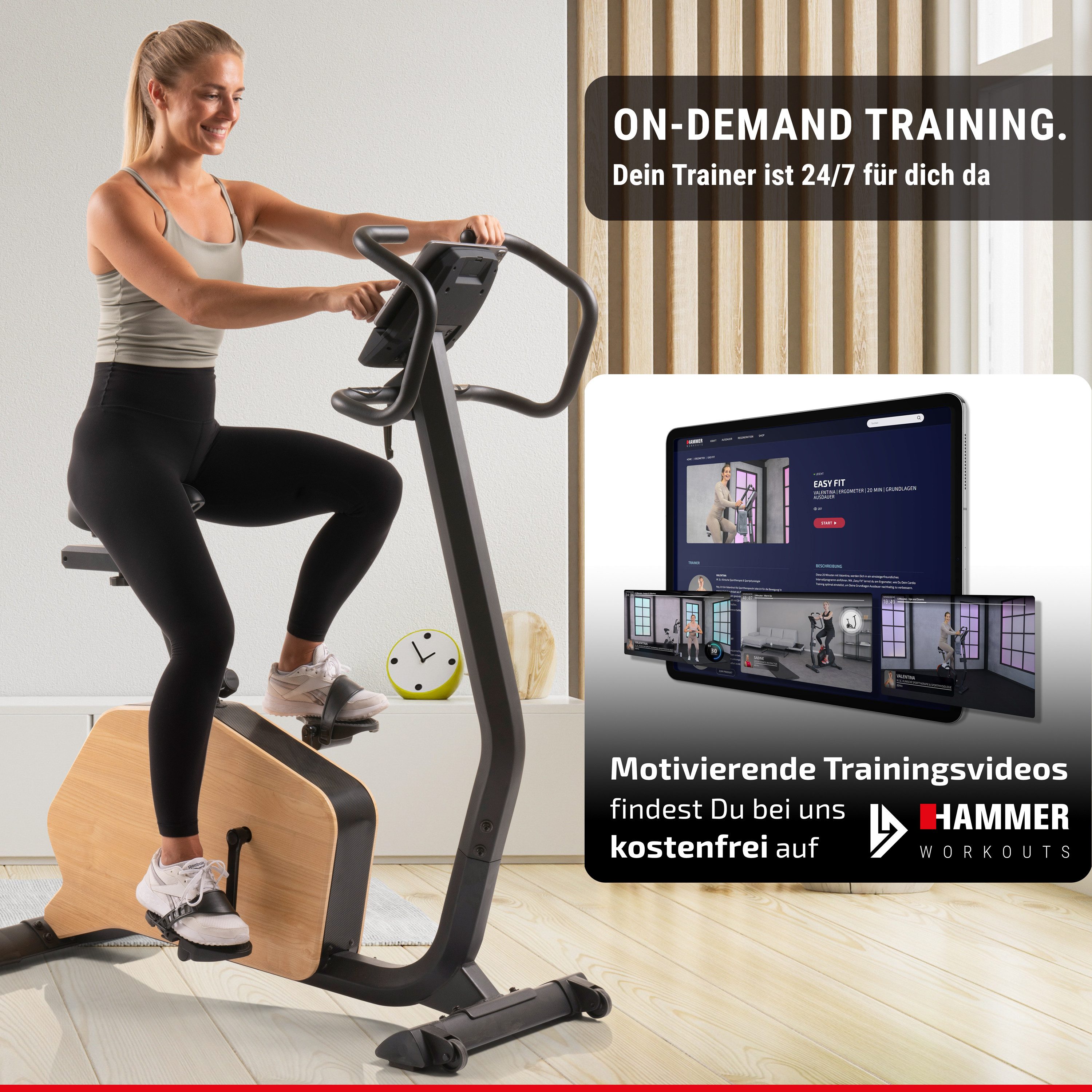 Hammer Heimtrainer CardioPace 5.0 NorsK, edles Holz-Design, 36 Programme, Zwift & Kinomap – Bild 3 von 5