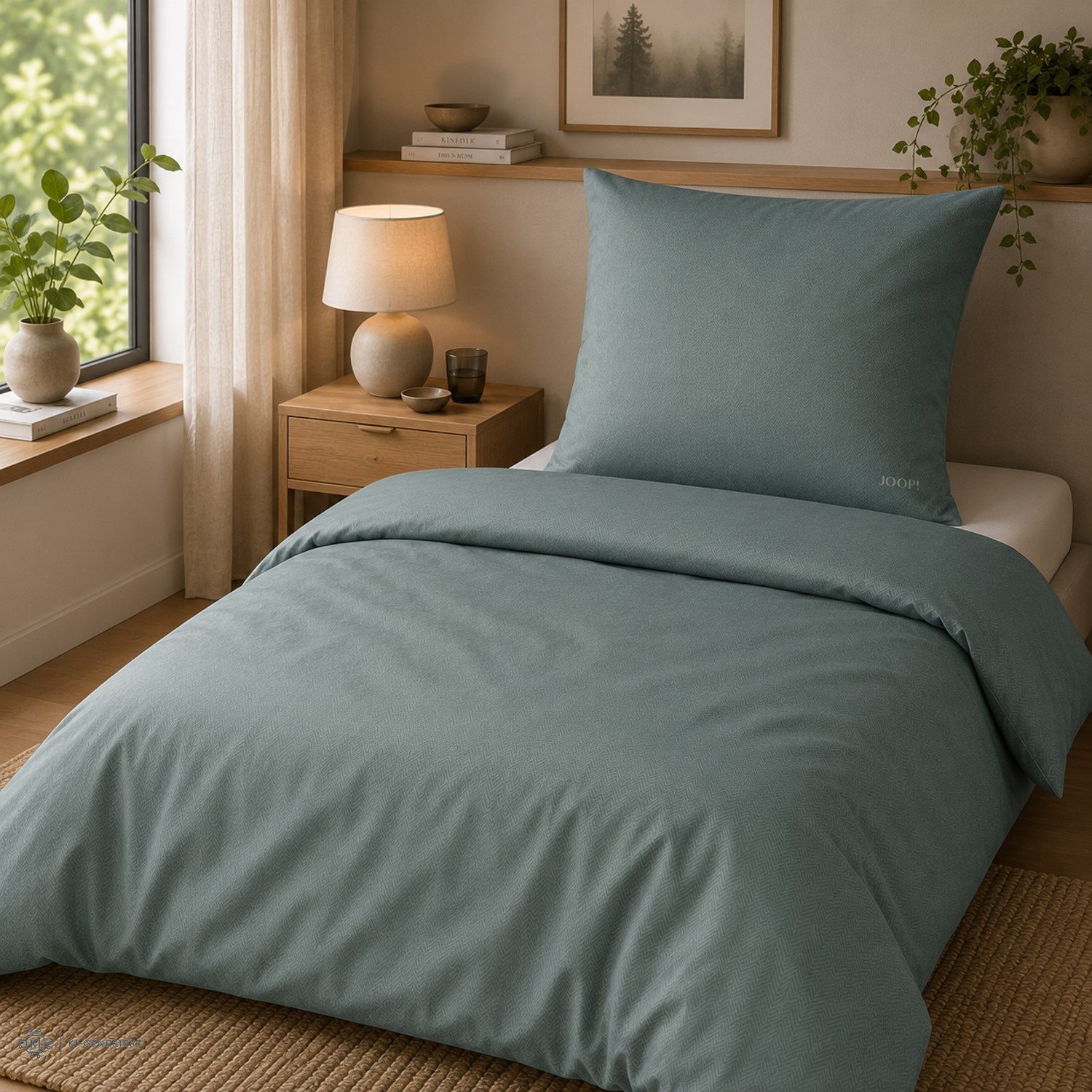 JOOP! Bettwäsche JOOP! Comfort Satin Bettwäsche Herringbone 4126-4 Emerald grün 135x200, Comfort Satin, 2 teilig, Mit Reißverschluss
