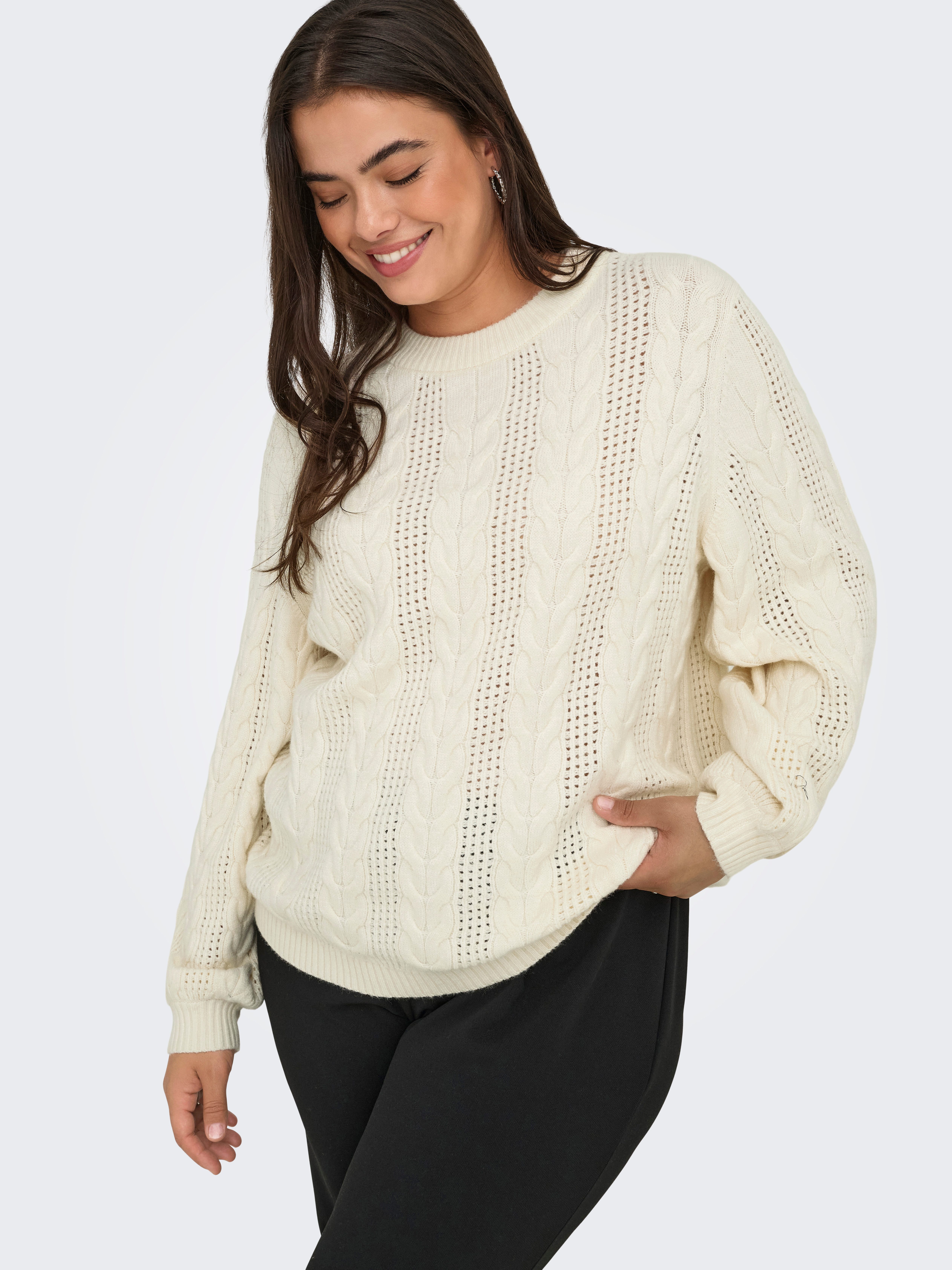 ONLY CARMAKOMA Strickpullover CARRUBINA LS CABLE O-NECK KNT NOOS günstig online kaufen