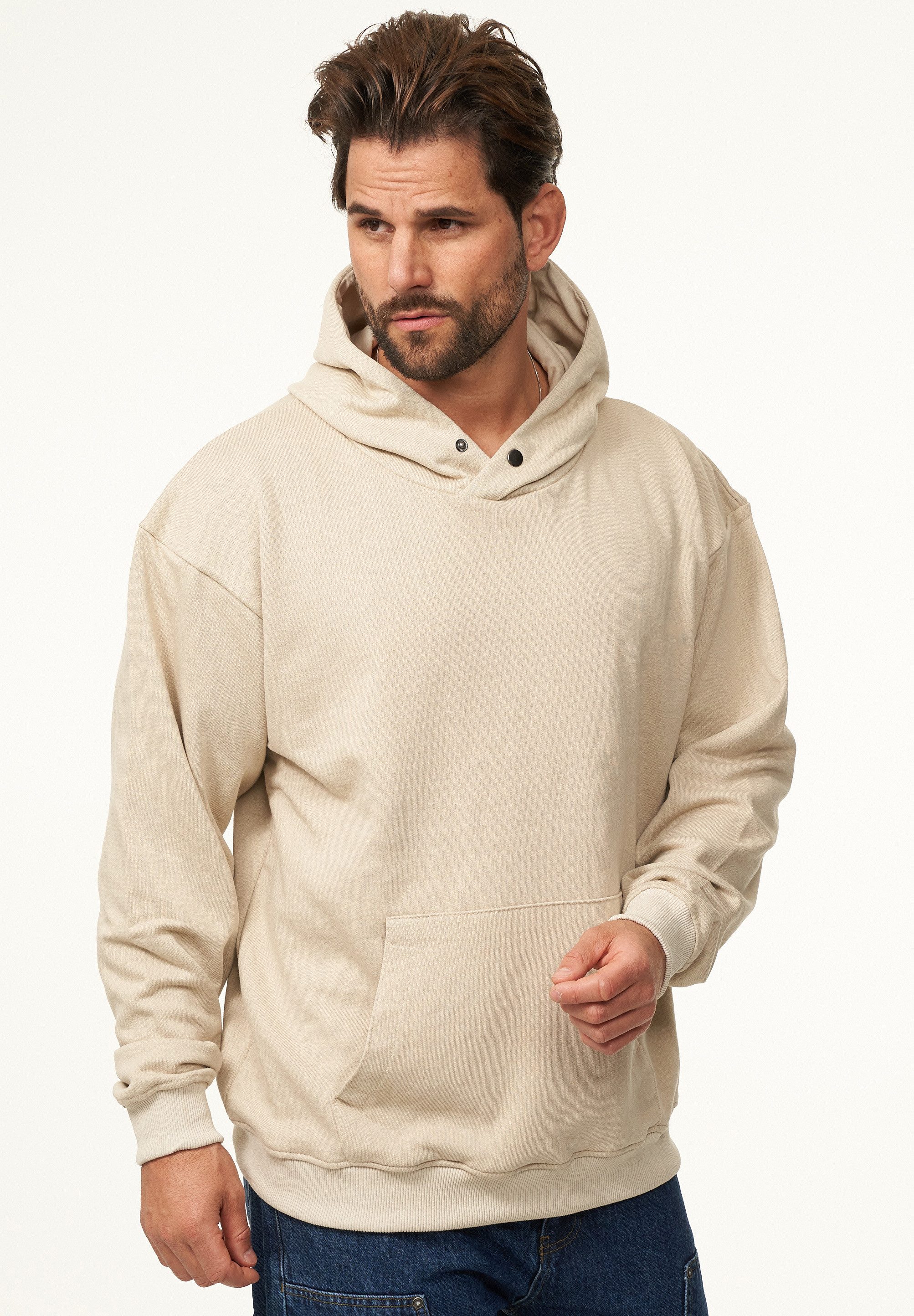 SOULSTAR Hoodie S2OSAN Herren Oversize Kapuzenpullover mit Button Пуловери Sweater