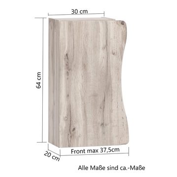 Lomadox Badmöbel-Set KAHLA-03, (Spar-Set, 5-St), Eiche Baumkantenoptik Spiegelschrank und Waschbecken 216/200/52 cm