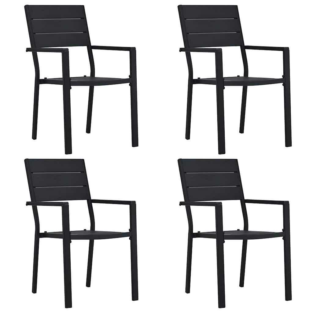 vidaXL Gartenstuhl Gartenstühle 4 Stk. Schwarz HDPE Holz-Optik (4 St)