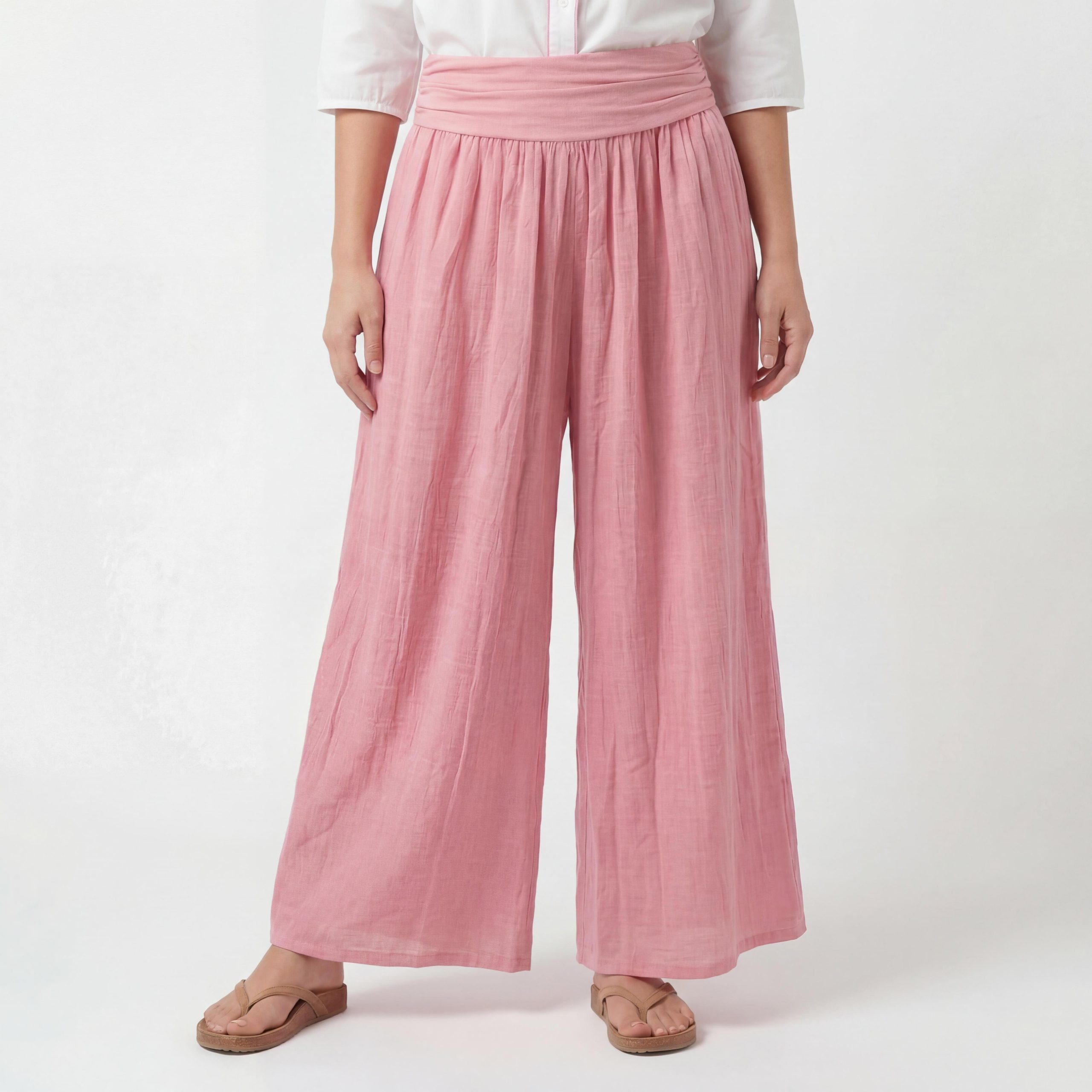 OriginalYou Haremshose Damen Flatterhose Baumwolle Sommerhose Leinen Optik Culotte Volant Middle Waist