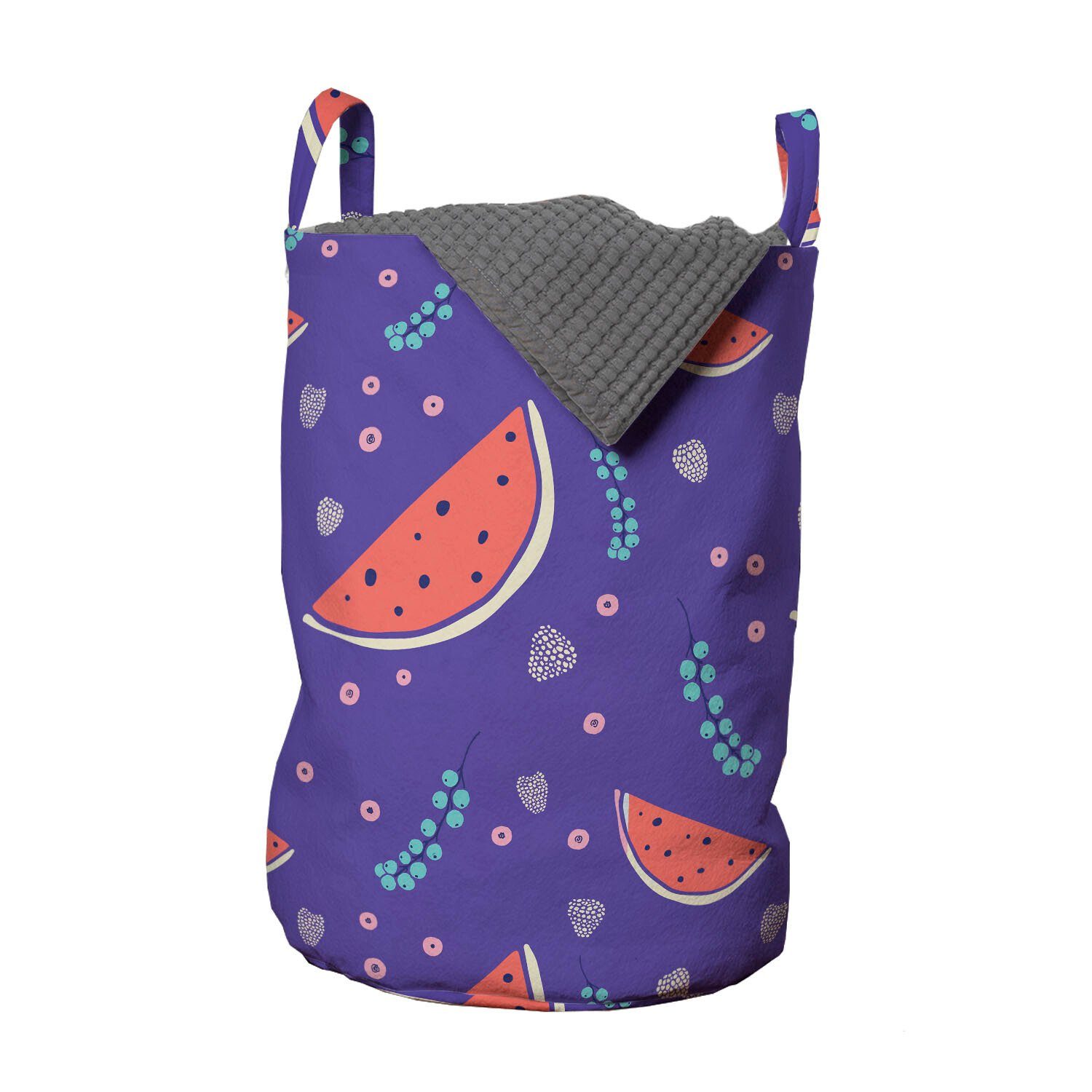Abakuhaus Wäschesäckchen Wäschekorb mit Griffen Kordelzugverschluss für Waschsalons, Wassermelone Schmackhafte Sommer-Früchte Kunst