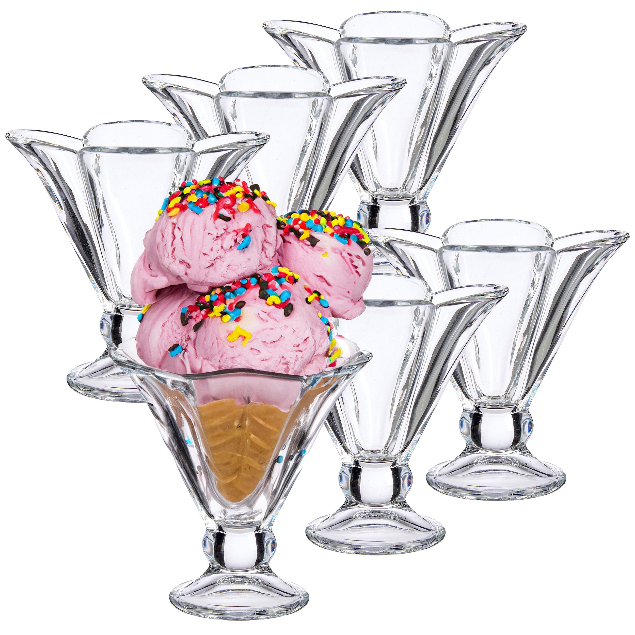 Annastore Eisschale 6-tlg. Eisbecher aus Glas mit Fuß Eisschalen aus Glas Dessertschale