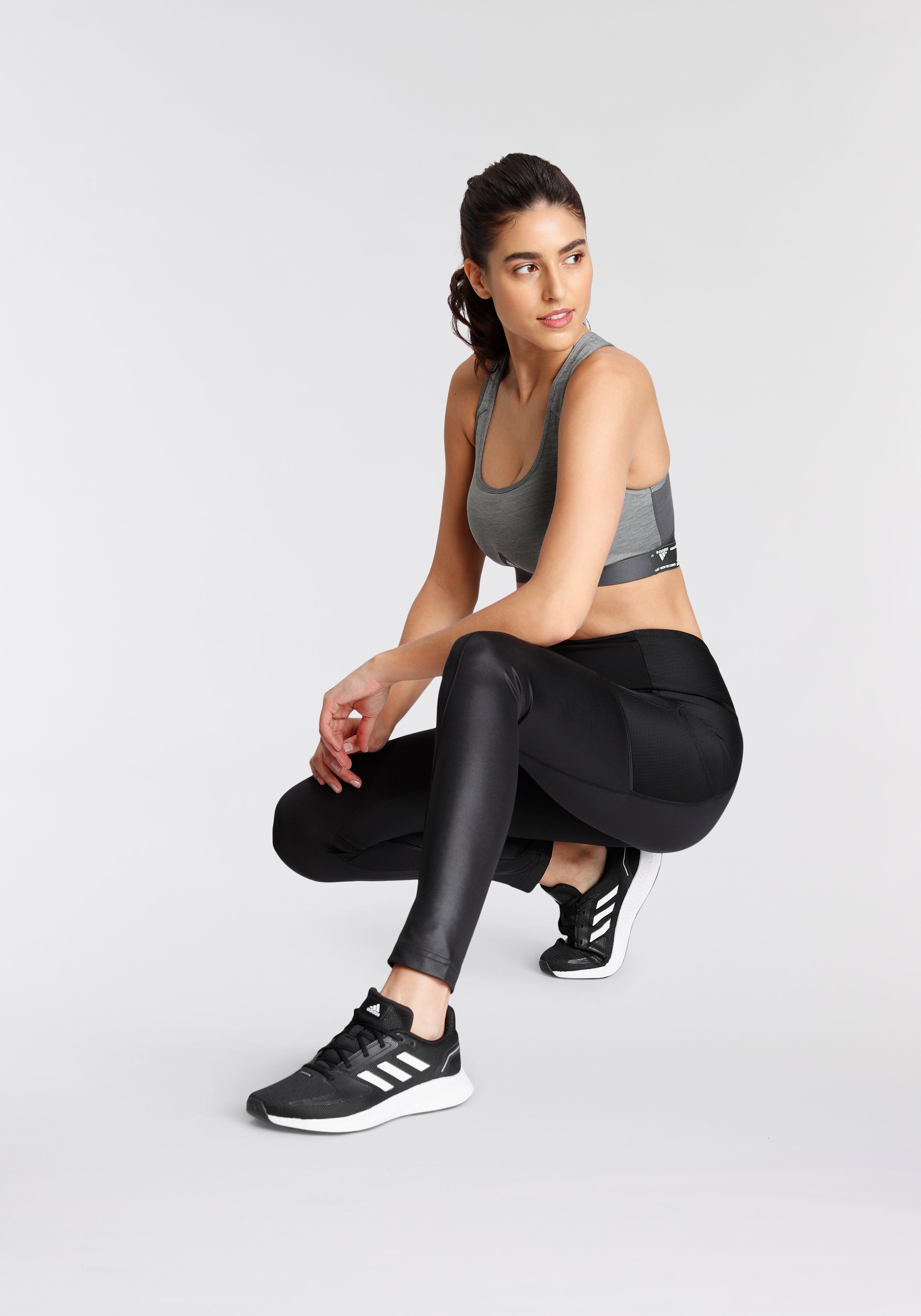 Sport-BH Grey Heather TRAINING Dark Performance POWERREACT MEDIUM-SUPPORT adidas (1-tlg)