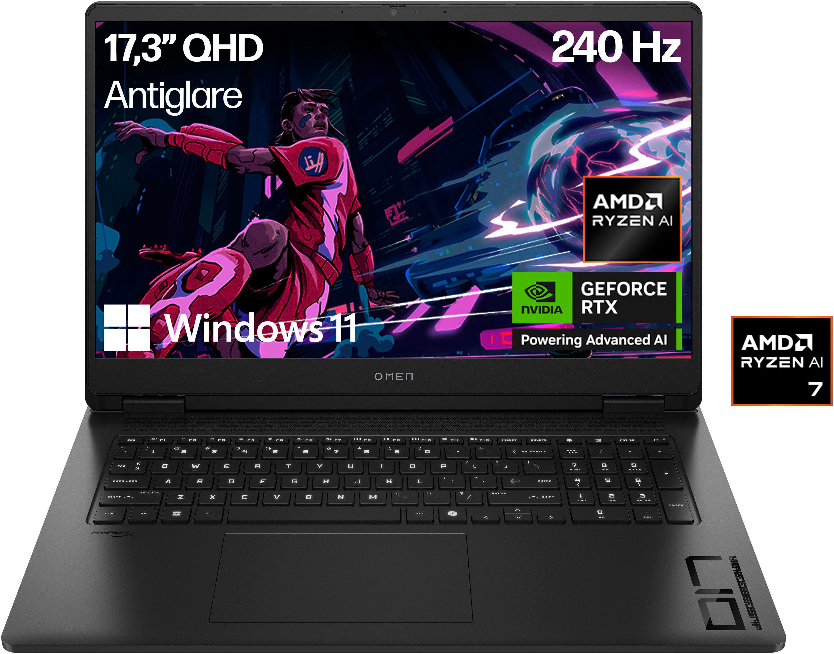 HP OMEN 17-db1071ng Gaming-Notebook (43,94 cm/17,3 Zoll, AMD Ryzen™ AI 7 350, GeForce RTX 5070, 1000 GB SSD)