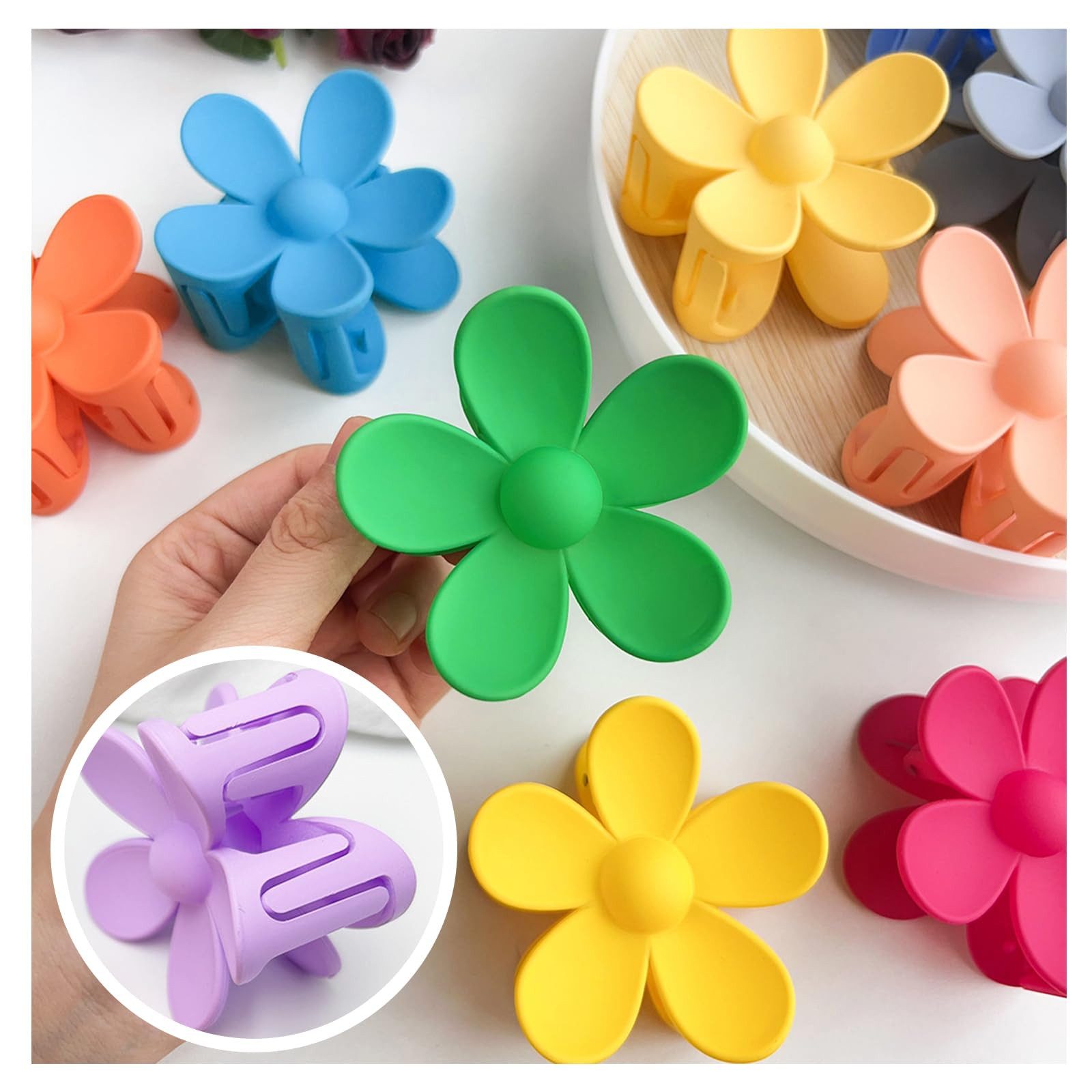 FOUORTUNATE-BEE Haarspange 6-teiliges Blumen-Haarspangen-Set für Damen & Mädchen, Blumen-Krallenclips in verschiedenen Farben für Alltag & Styling