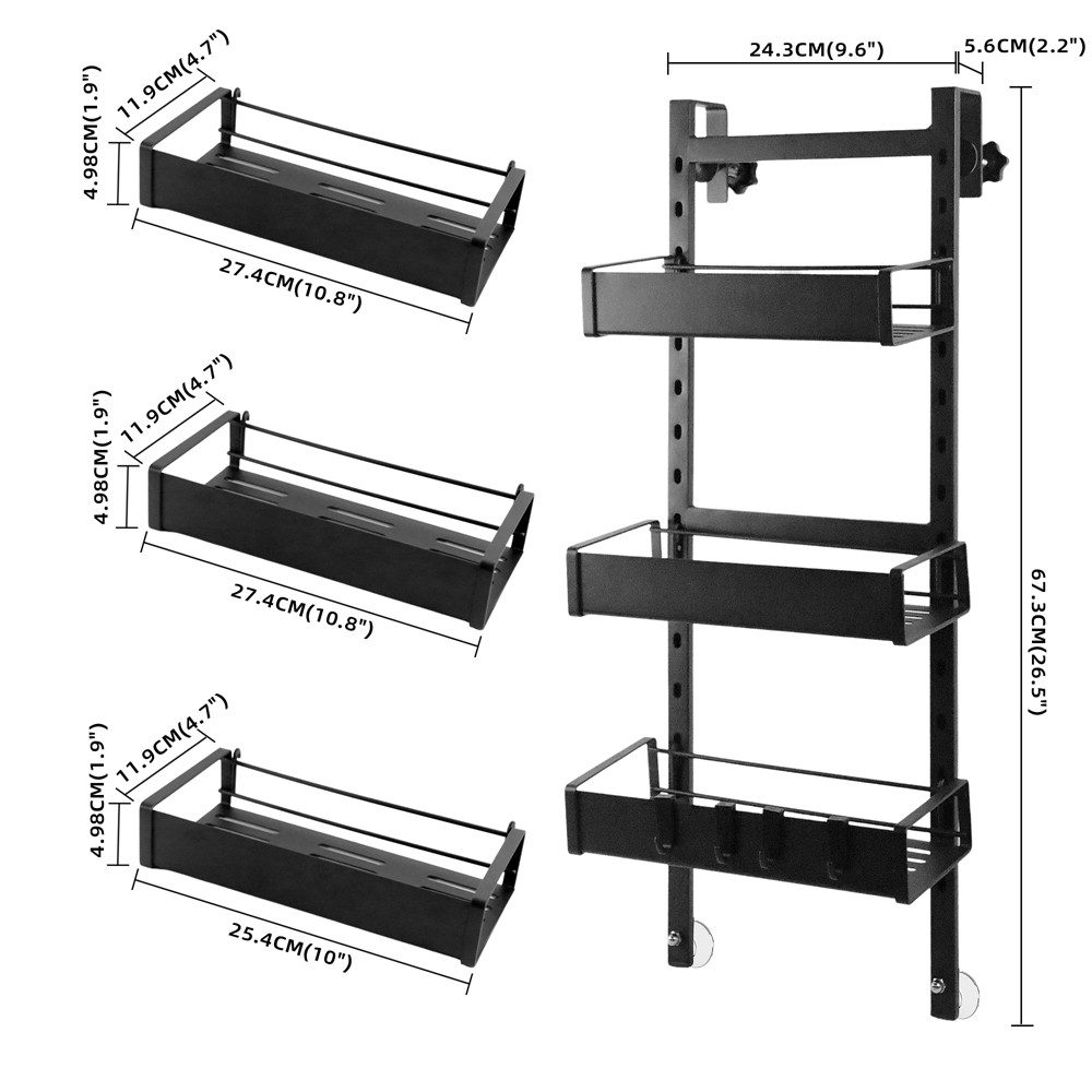 Melko Duschablage Duschregal ohne Bohren 3 Stück Duschkorb Duschorganizer, 1, inkl. Saugnäpfe verhindern Kratzer an der Scheibe