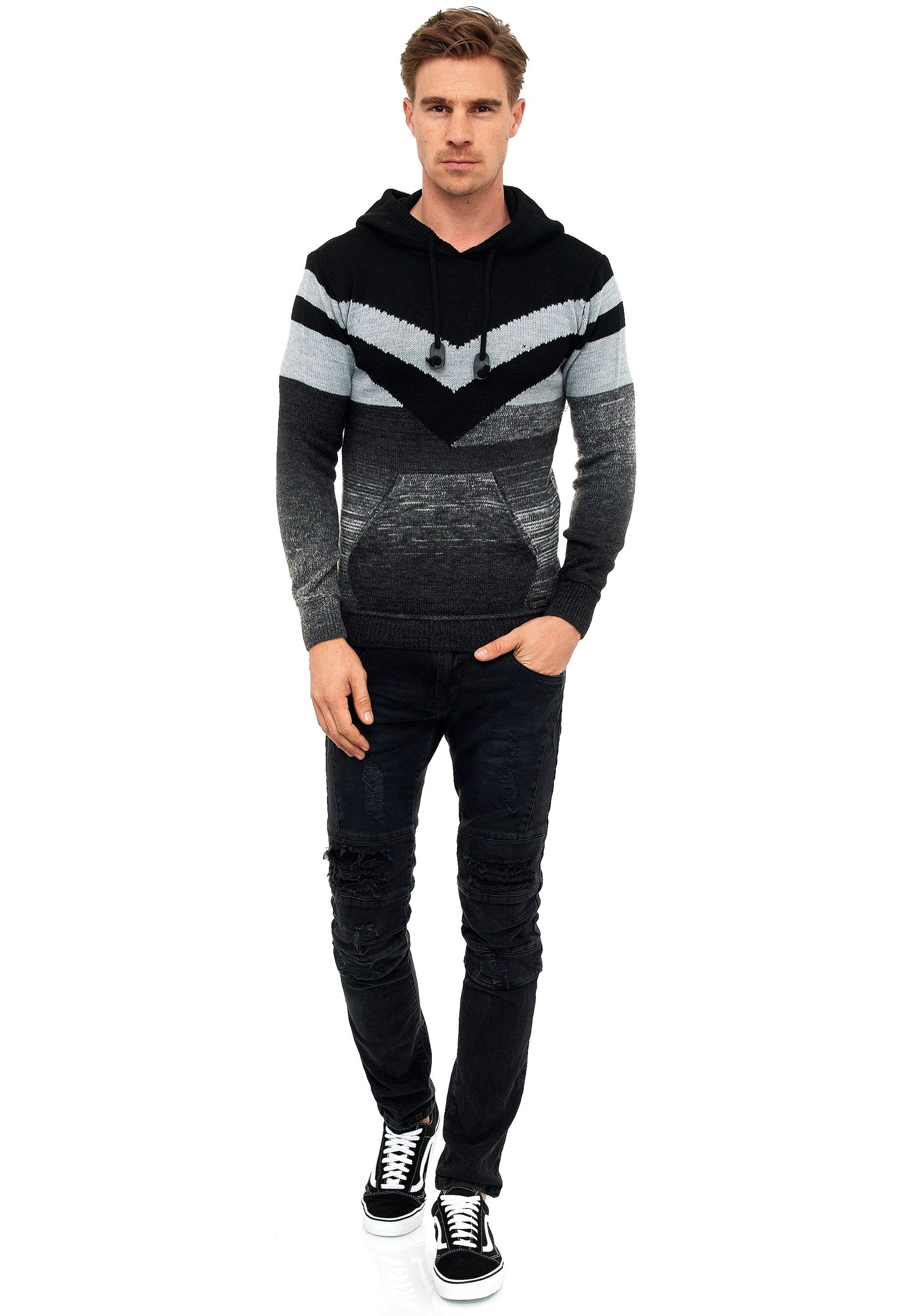 Rusty Neal Kapuzensweatshirt im lässigen Design schwarz-grau