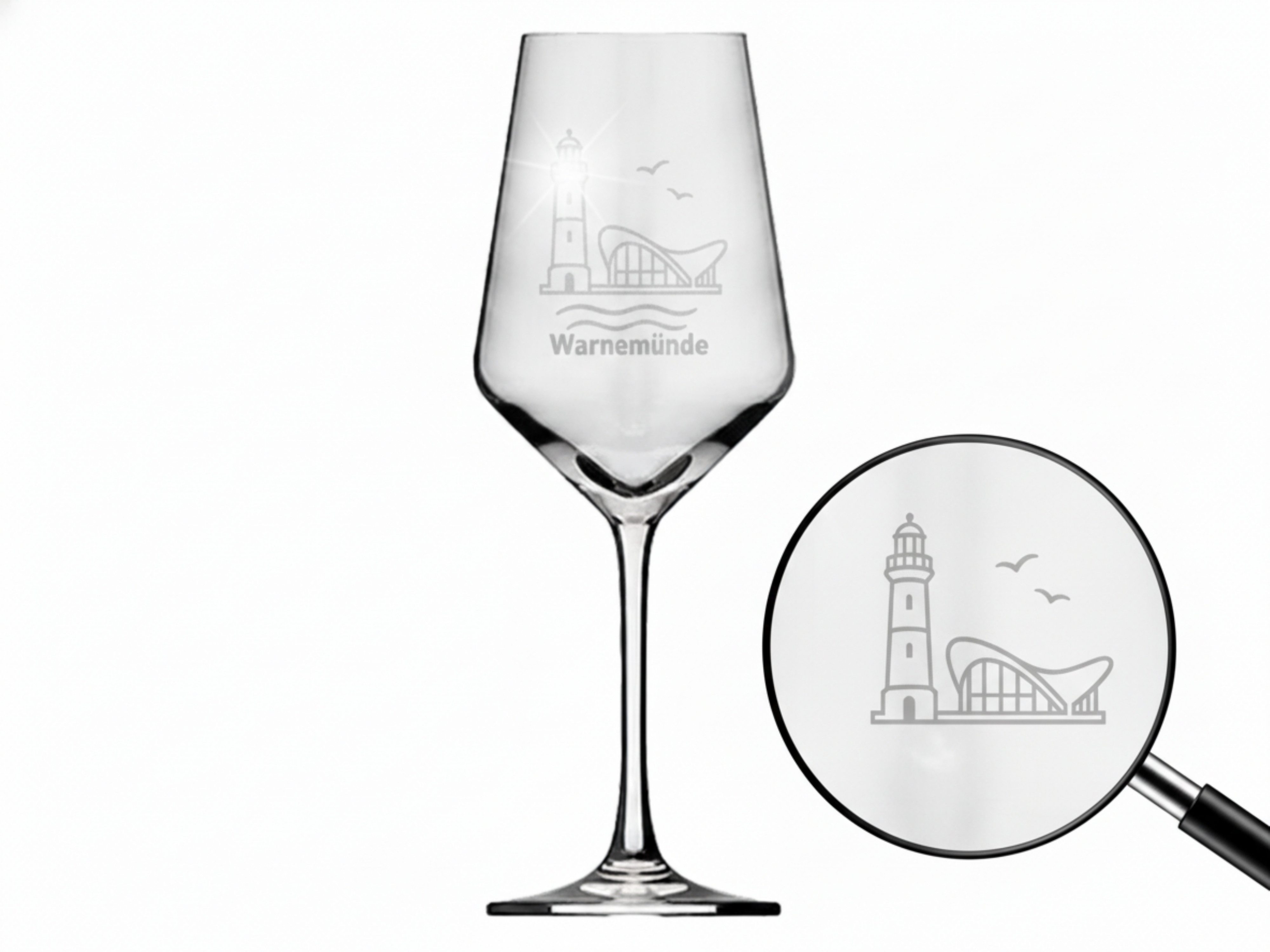 Valhalla Weinglas Weinglas Gravur Warnemünde 350ml spülmaschinenfest, 1-tlg., Glas, Atemberaubende Darstellung