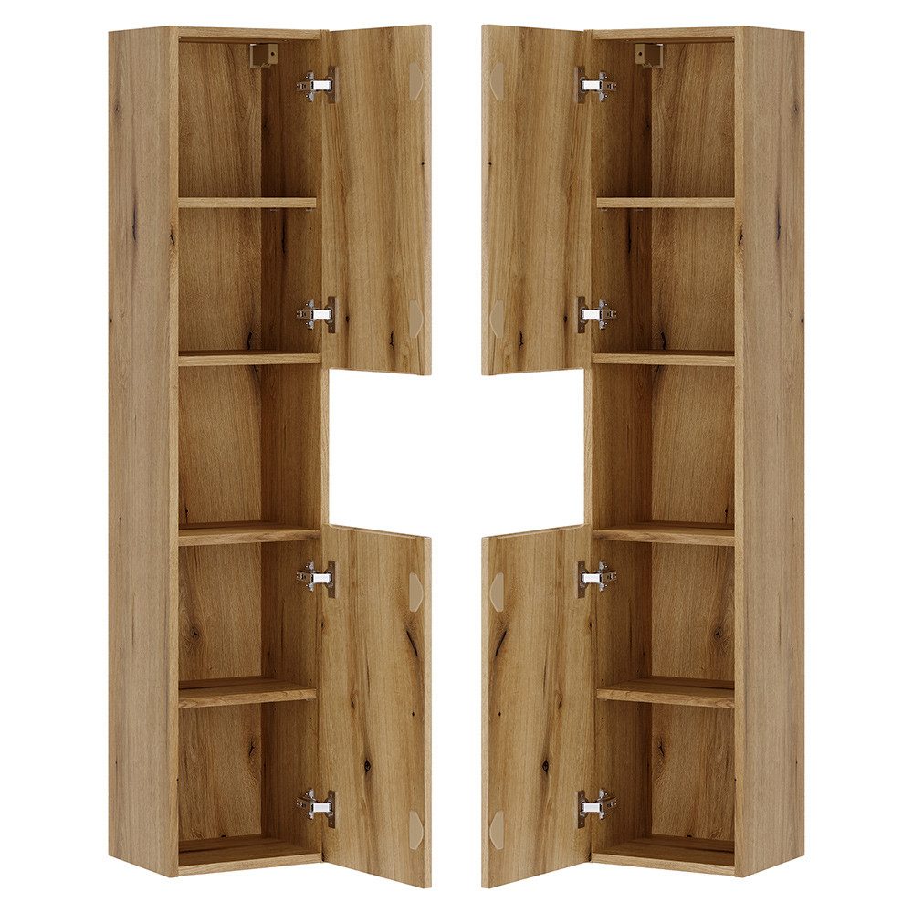 Lomadox Hochschrank NEWPORT-56-EVOKE 30 cm breit mit 2 Türen, Eiche mit gerillter Front – Bild 5 von 5