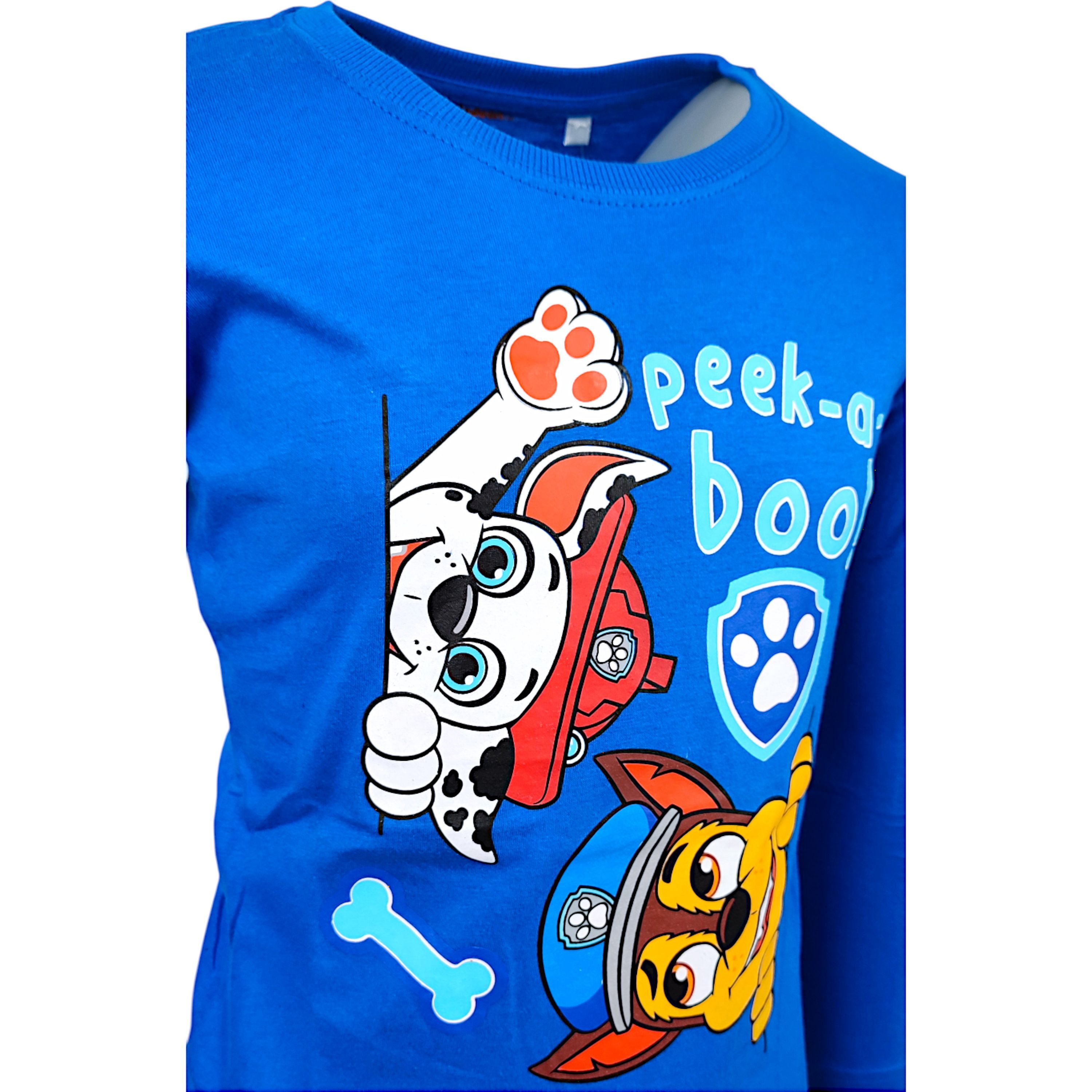 PAW PATROL Langarmshirt Chase & Marshall Jungen Shirt aus Baumwolle Gr. 98 - 128 cm