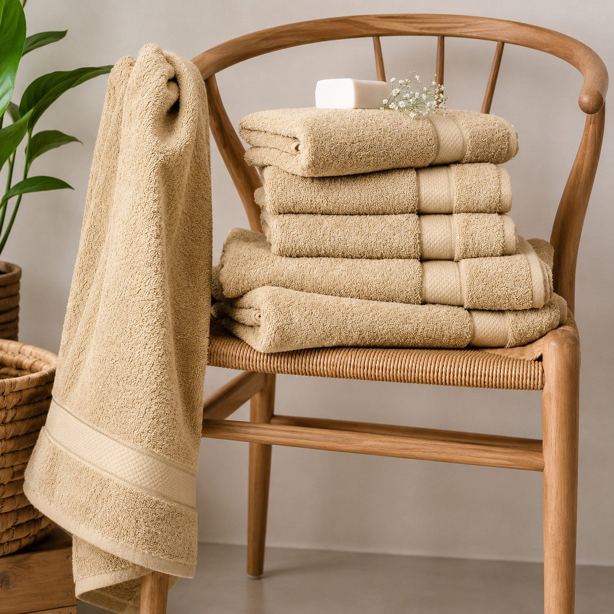 Komfortec Handtuch Set 4x Premium Badetuch Set - 70x140 cm, Frottee (4-St), 4x Handtuch-Set, 100% Baumwolle, mit Bordüre, Weich & Saugstark – Bild 4 von 5