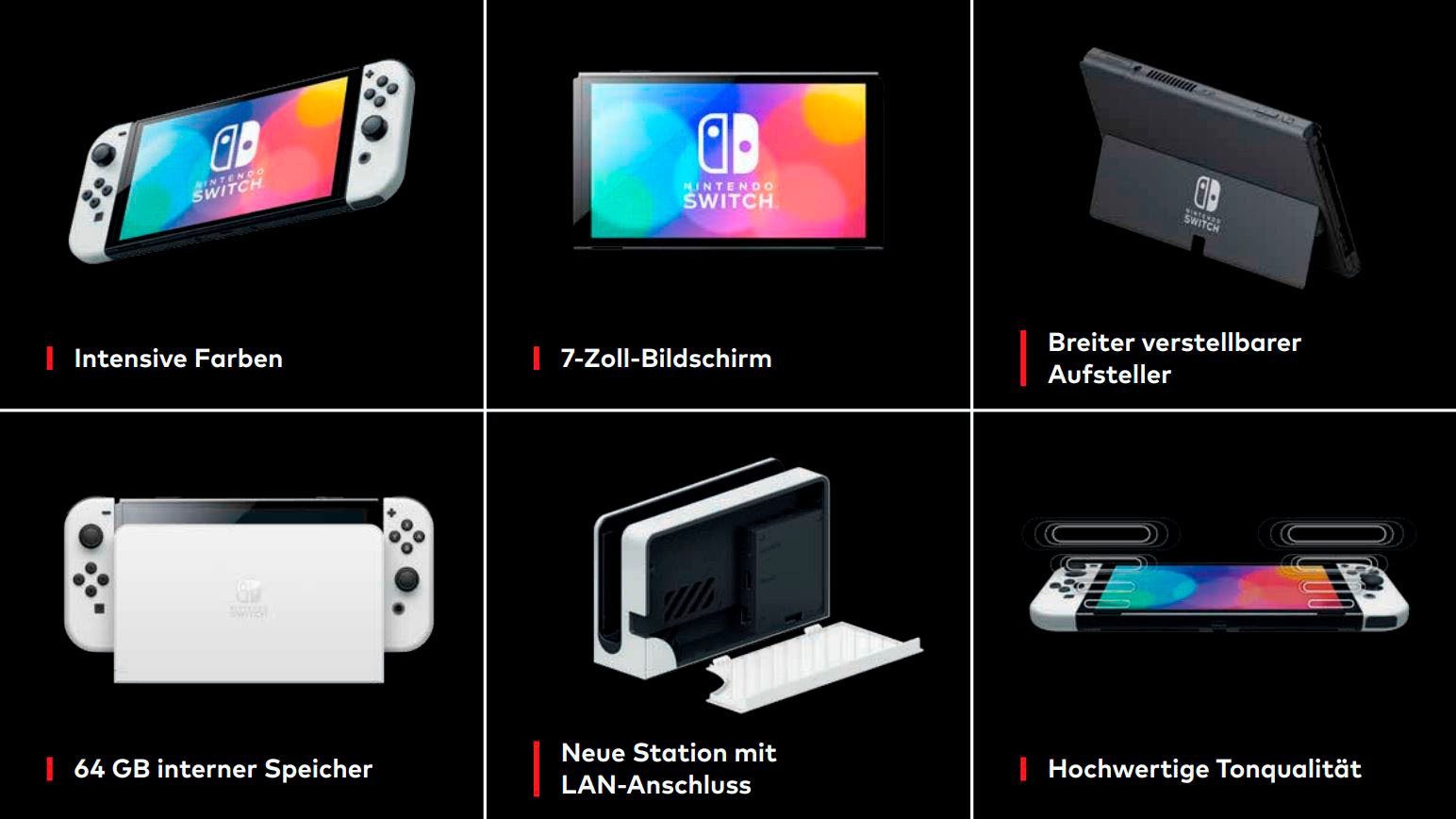 Nintendo Switch NSW OLED Konsole weiss inkl.Super Mario Galaxy 1+2 – Bild 4 von 5