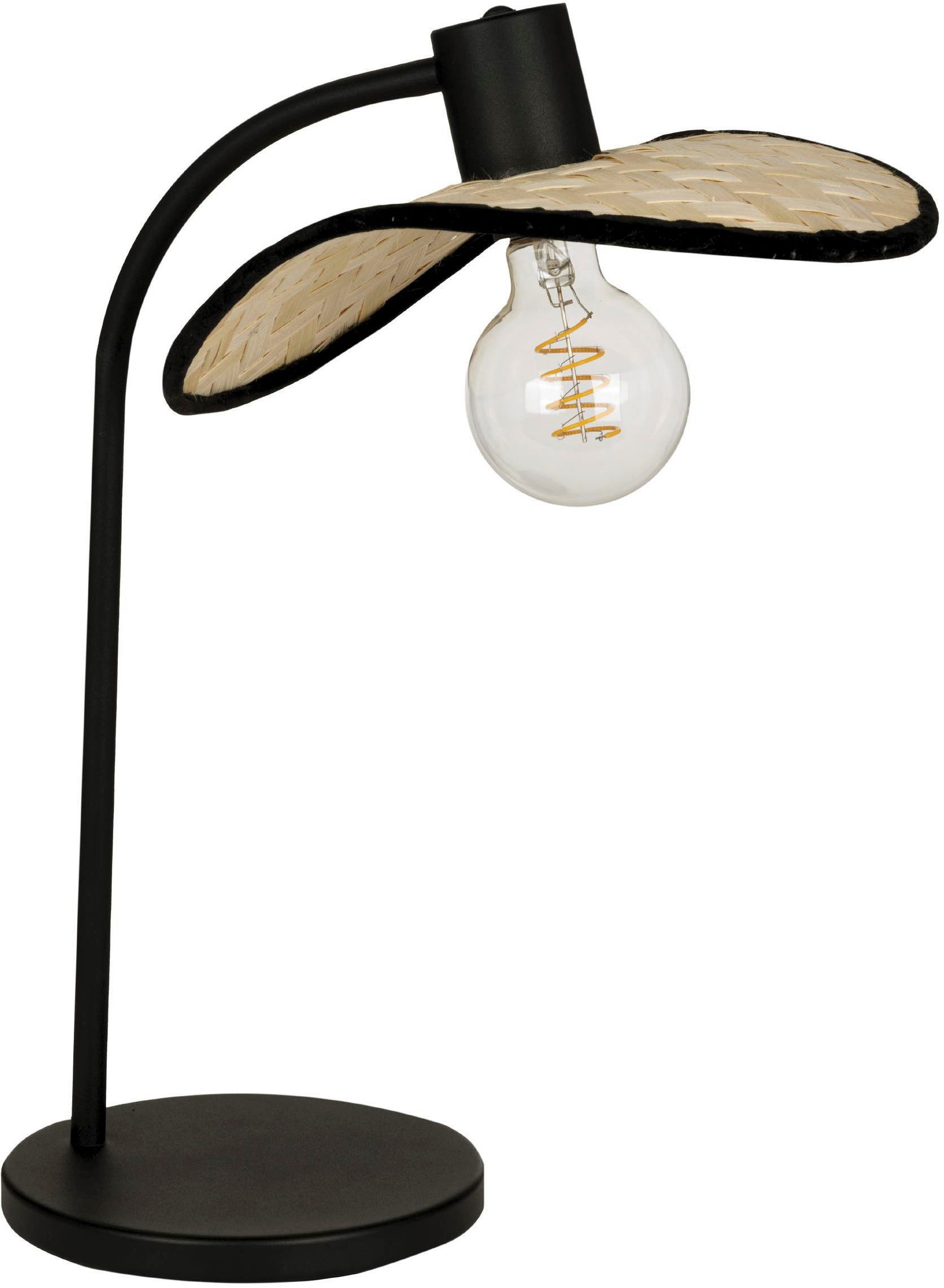 EGLO Tischleuchte Marywell Tischlampe, Nachttischlampe Japan-Stil aus Metall und Bambus, Ein-/Ausschalter, ohne Leuchtmittel, Tischleuchte - L29 x B30 x H46,5 cm - schwarz - 1X40W exkl.