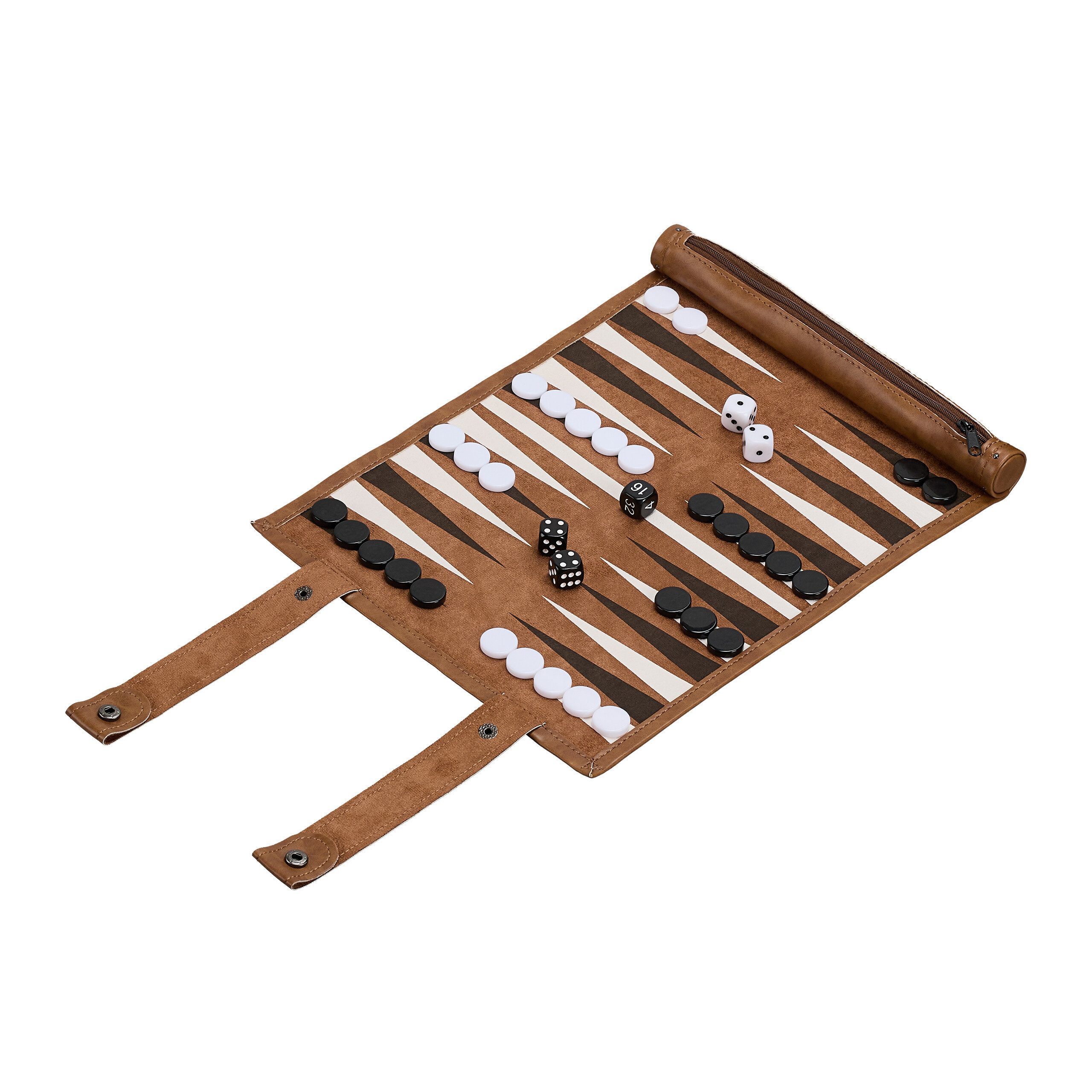 relaxdays Spiel Backgammon zum Aufrollen, Strategiespiel