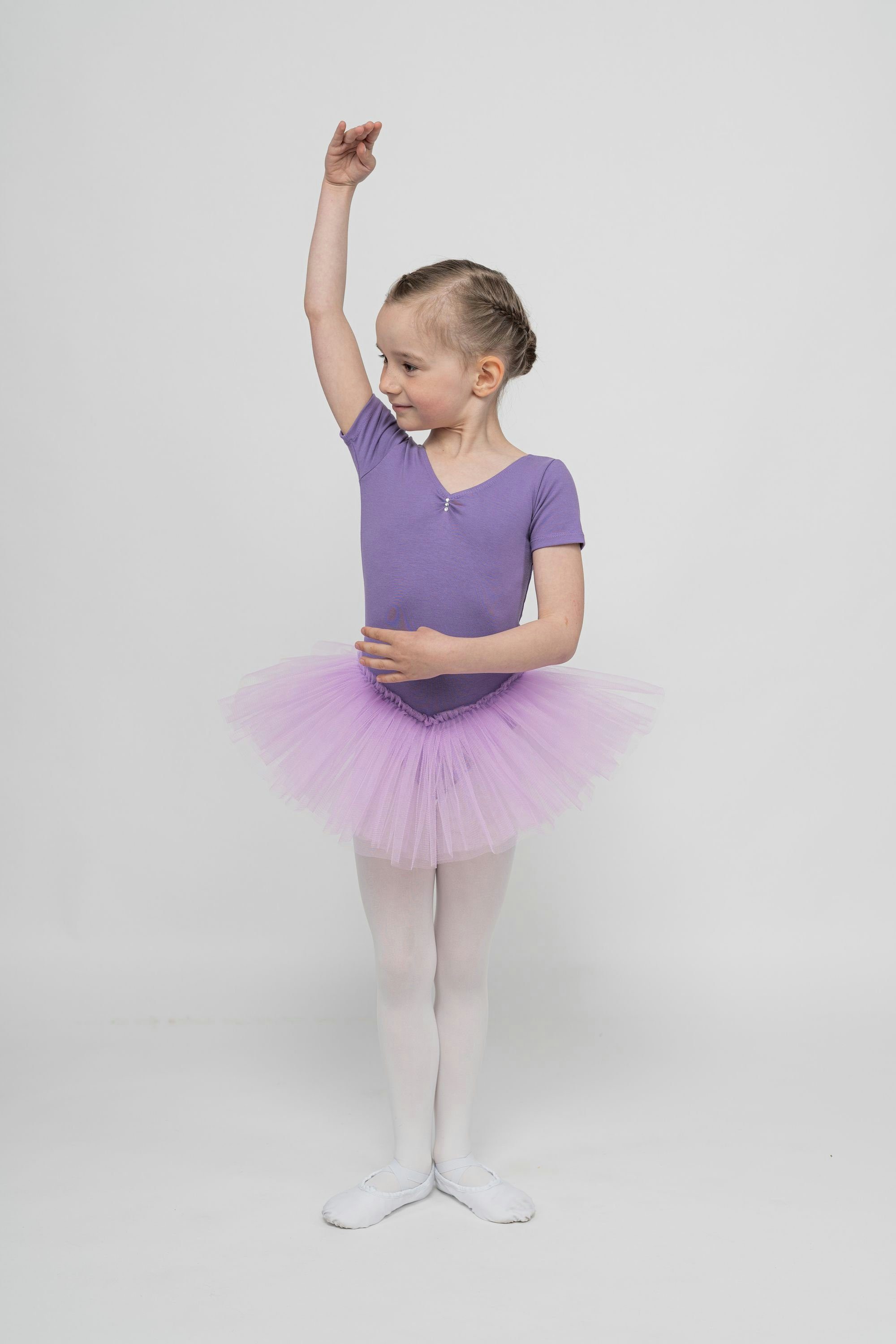 tanzmuster Tüllkleid Ballett Tutu Nele mit Glitzersteinen Kurzarm Ballettkleid aus weicher Baumwolle mit Tüllrock für Mädchen