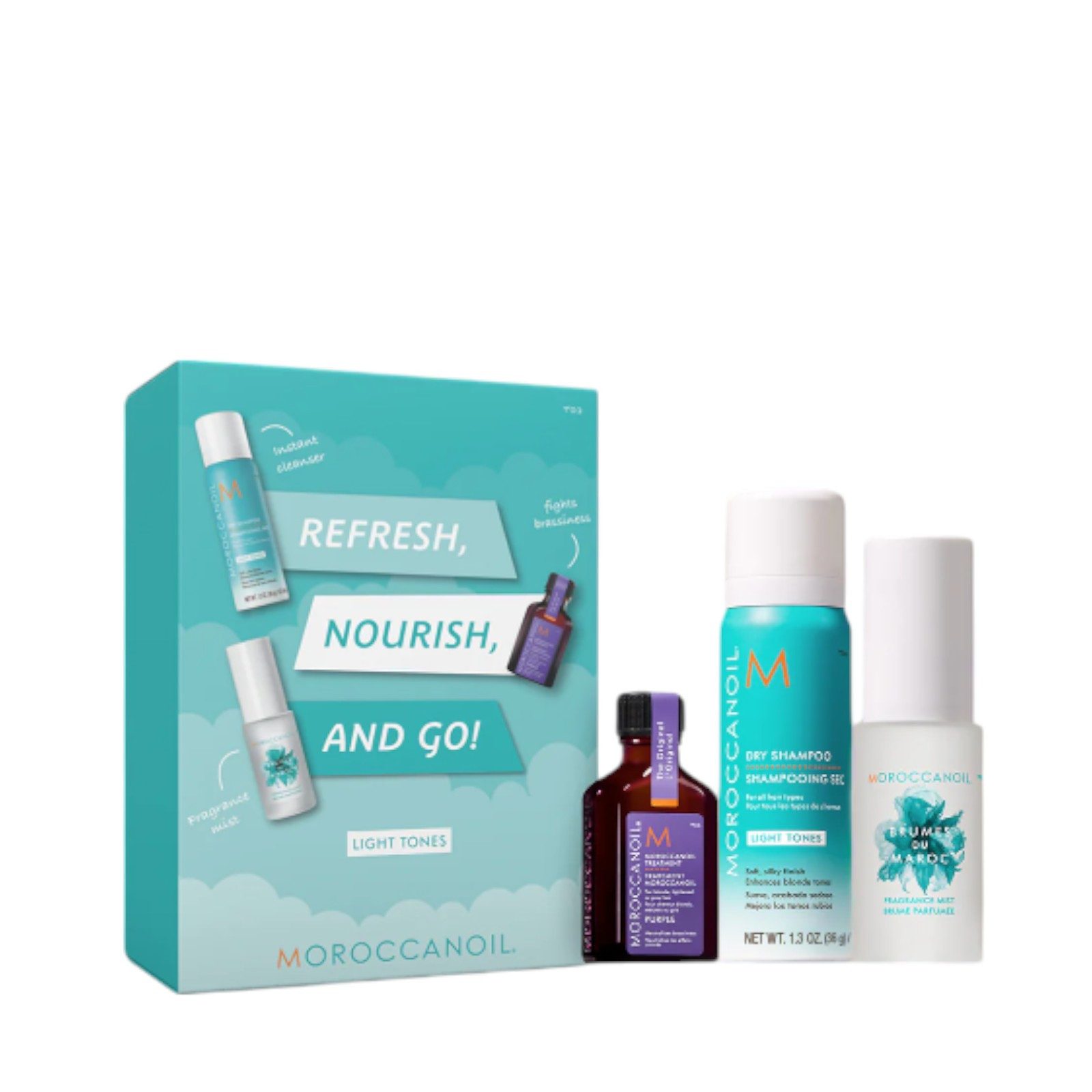 moroccanoil Haarpflege-Set Erfrischen, nähren und los geht's! Helle Töne, 3-teilig, 3-tlg.