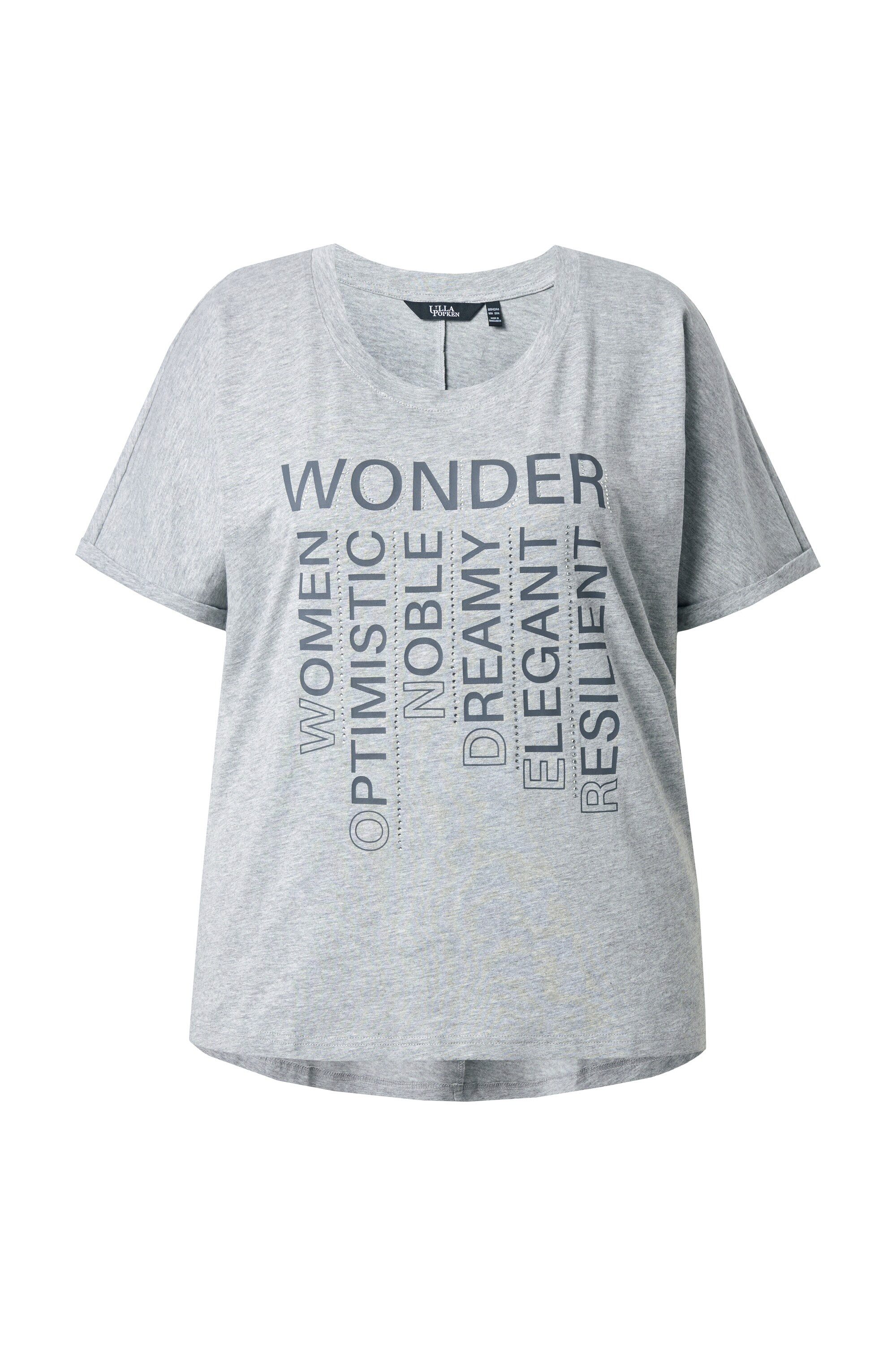 Ulla Popken T-Shirt Shirt Ziersteine Oversized Rundhals Halbarm günstig online kaufen