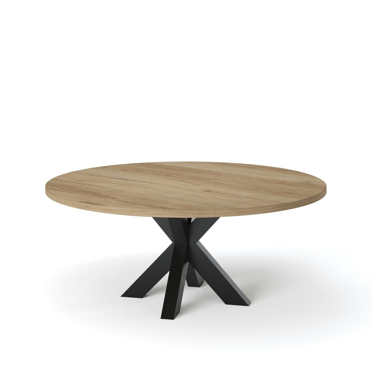 Rellgo Esstisch massive Wildeiche, Rundtisch – Spider-Gestell – Stabil & stilvoll, Hergestellt in Deutschland, Geölte Eiche, Stahldesign-Gestell