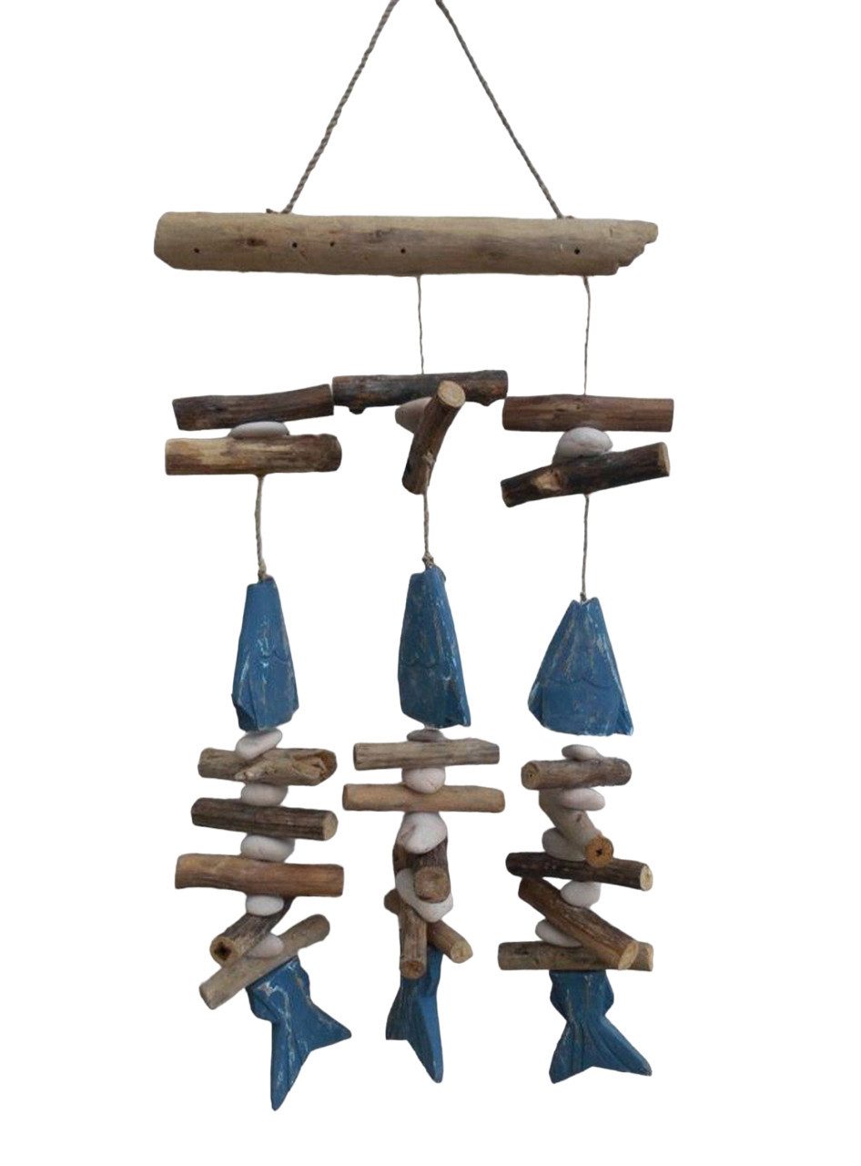 Dekohänger Dekohänger Fisch Holz Natur Treibholzhänger blau-natur 60 x 30 cm